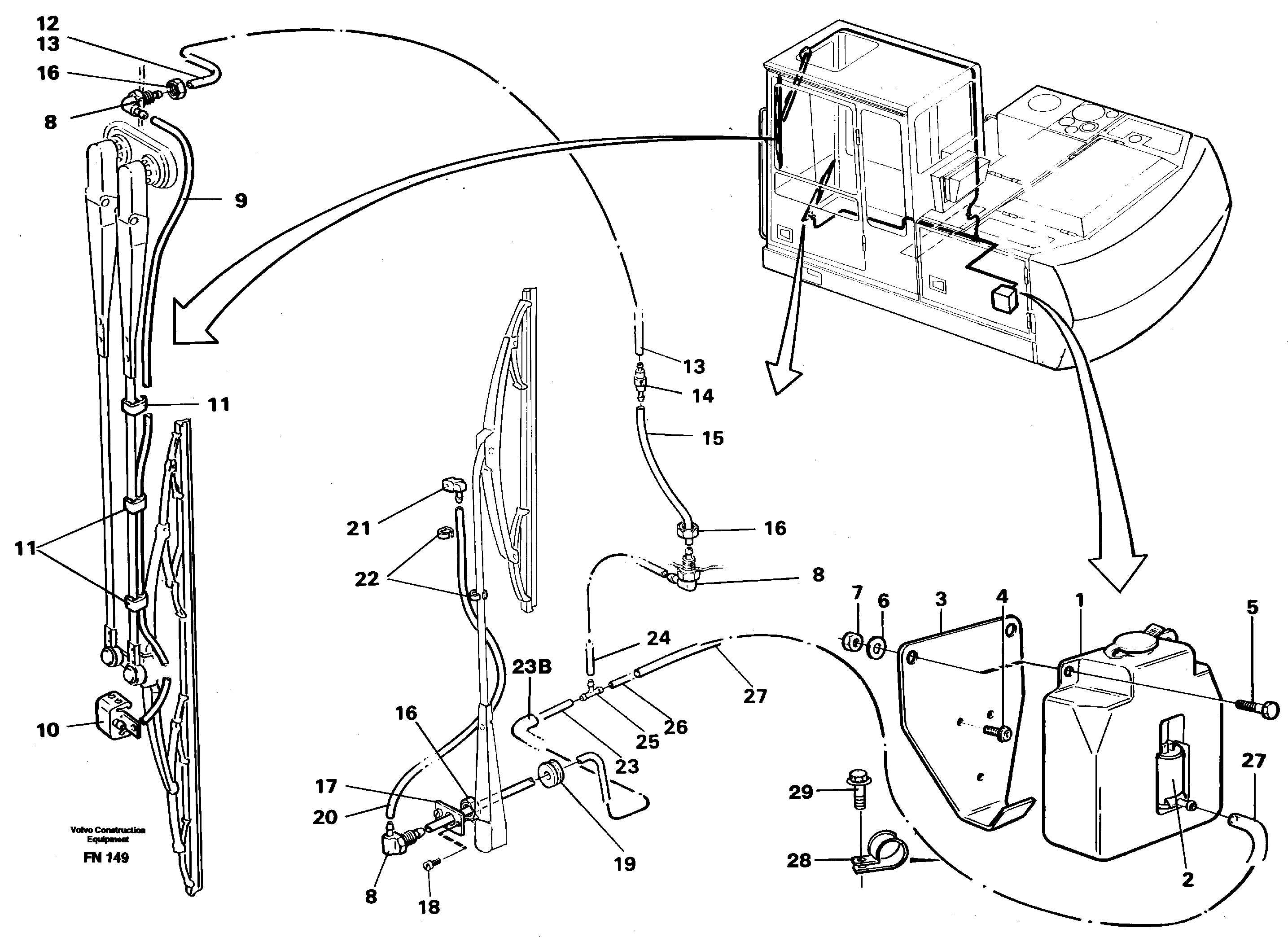 Windshield washer — volvo parts diagram