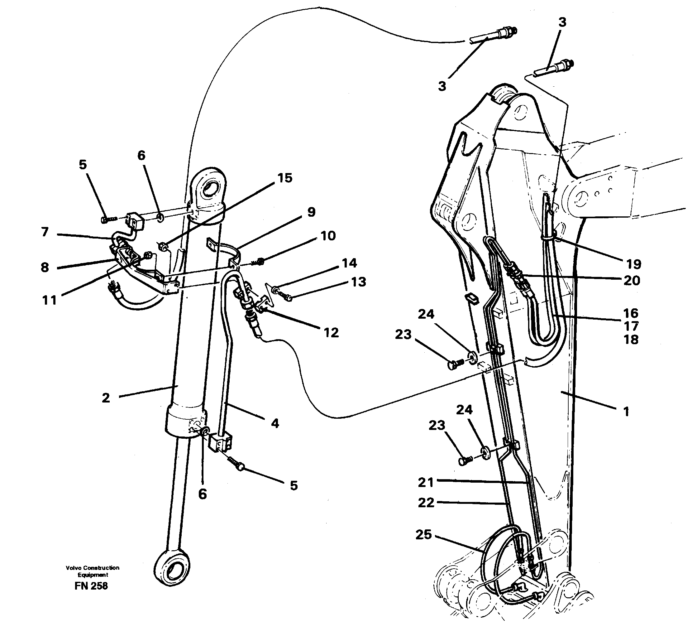 Cylinder hydraulics, dipper arm  14258753, 14262397 — volvo parts diagram