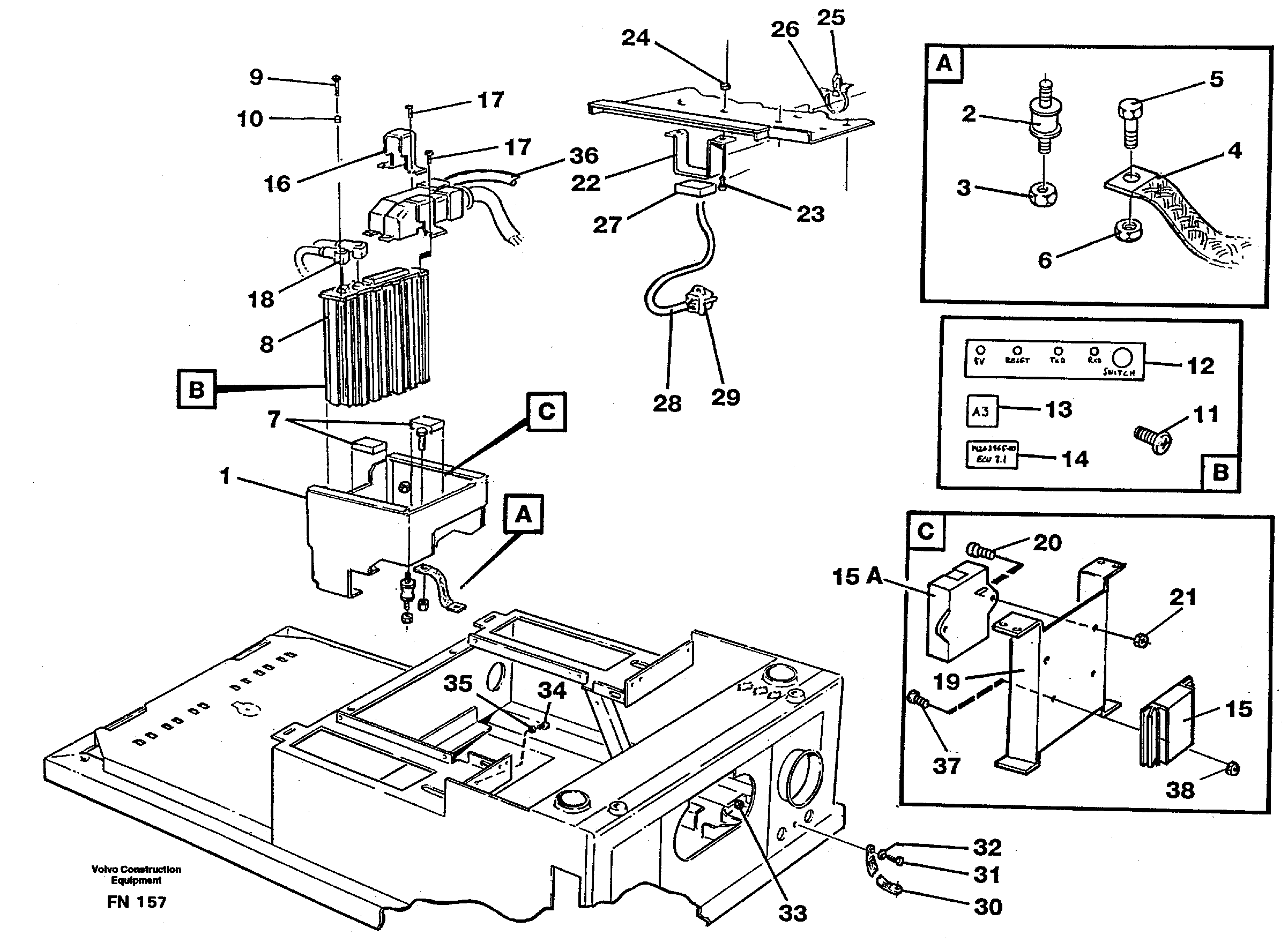 Electric installation in cab floor — volvo parts diagram