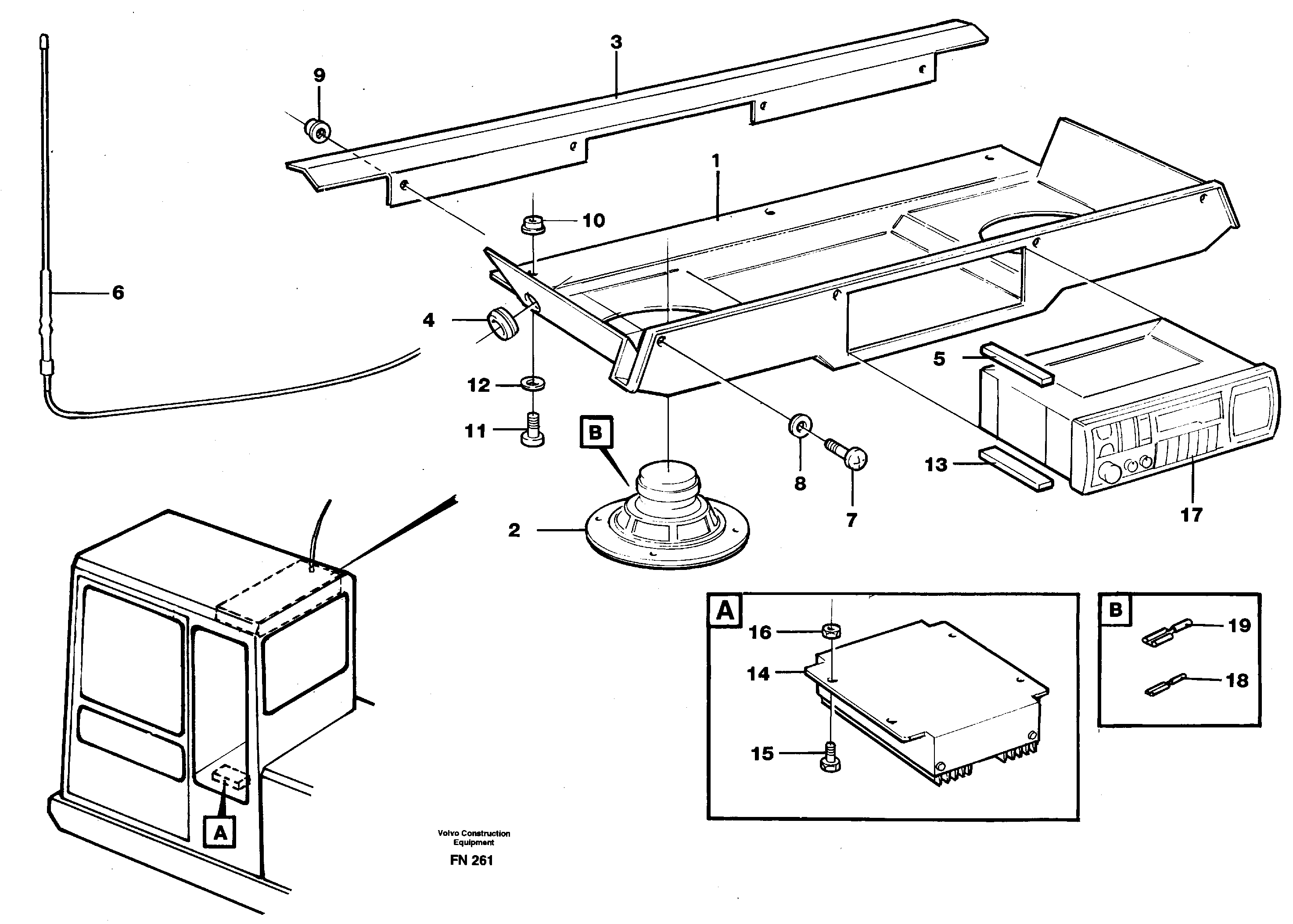 Radio installation with converter — volvo parts diagram