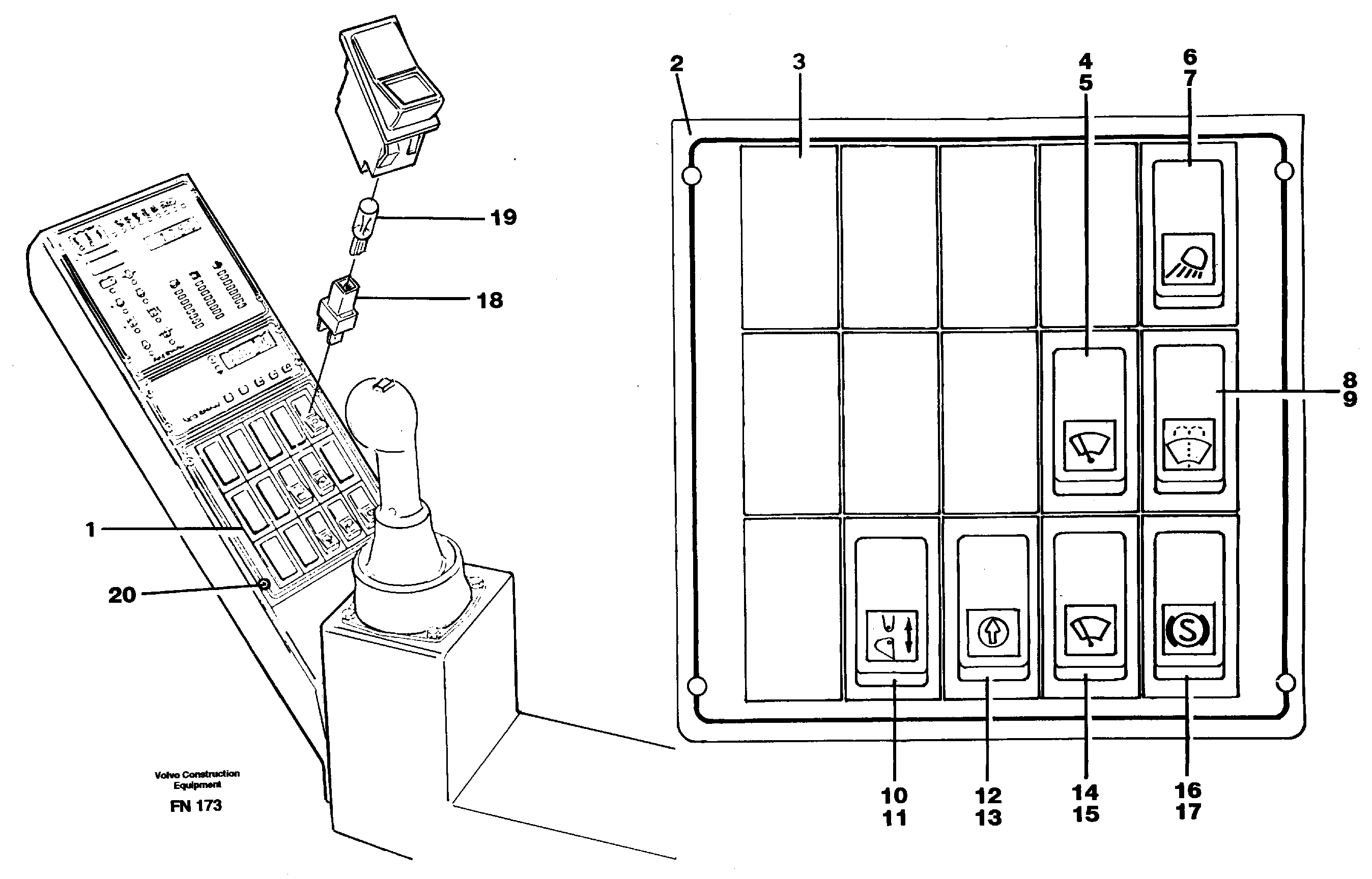 Rocker switch panel — volvo parts diagram