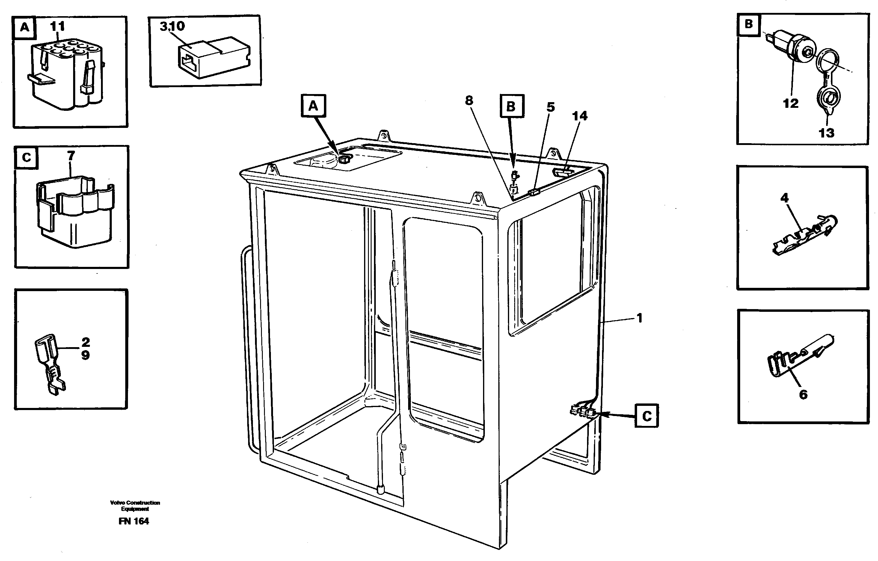 Cable harnesses, cab — volvo parts diagram