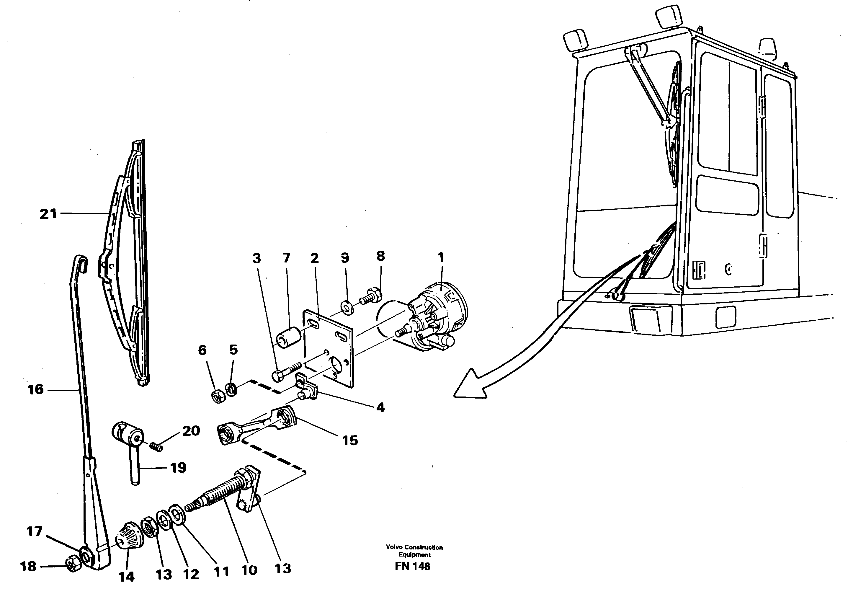 Windscreen wiper, lower — volvo parts diagram