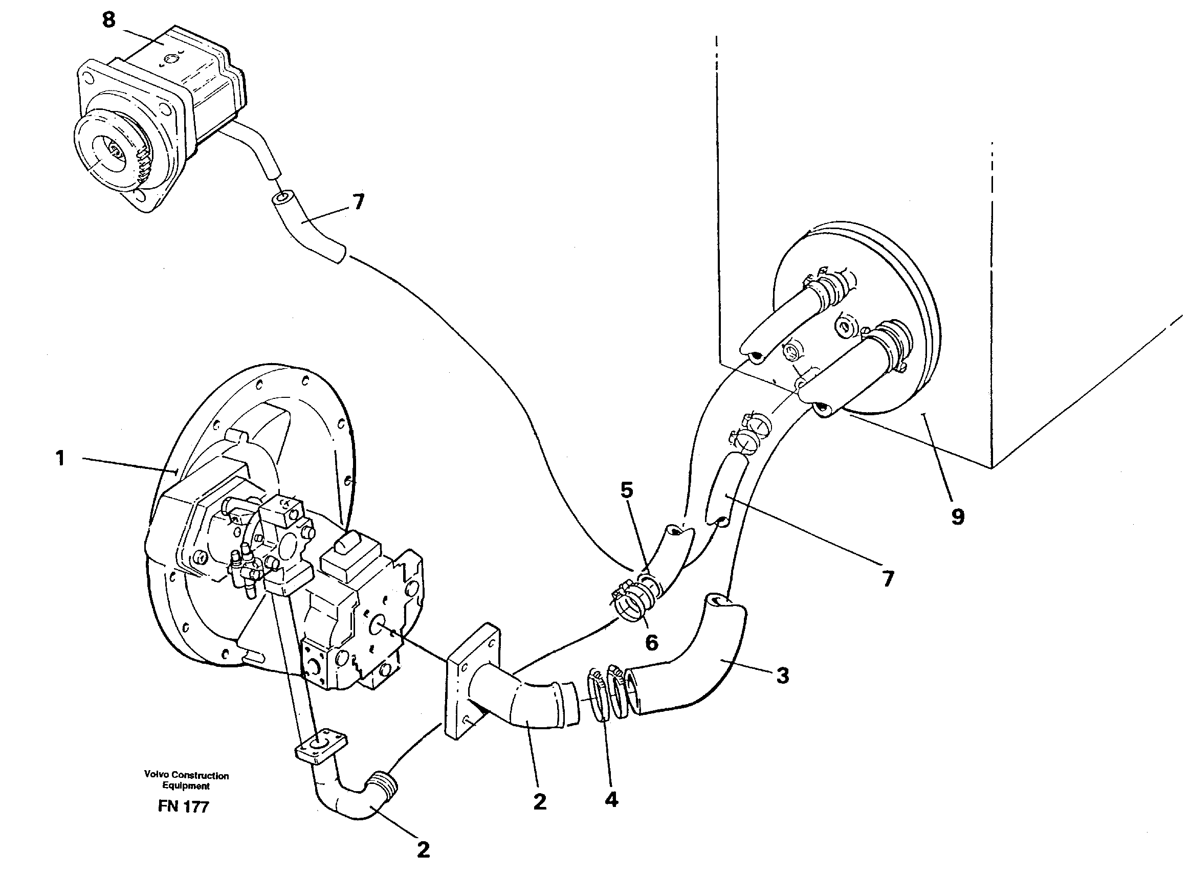 Hydraulic system suction lines — volvo parts diagram