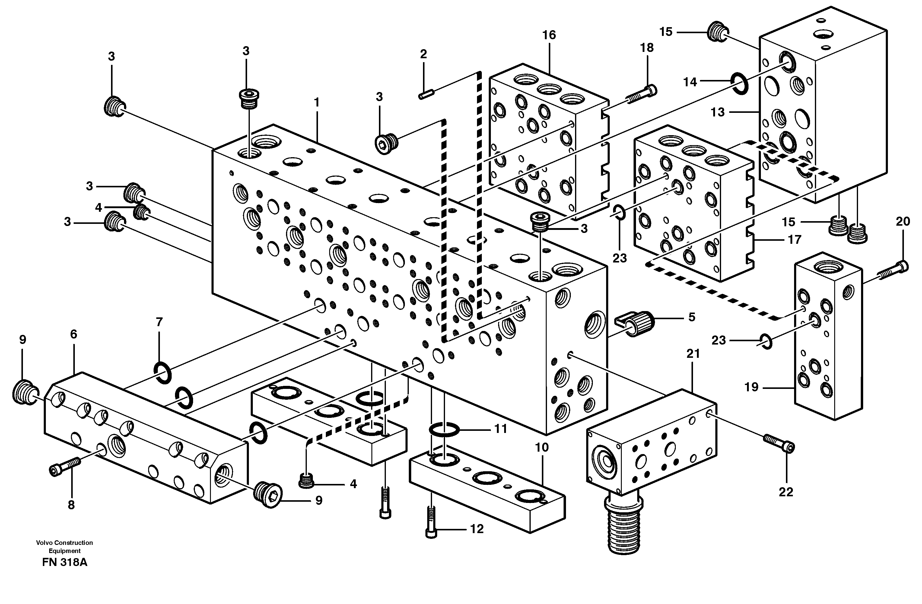 Main valve assembly, assembly block — volvo parts diagram