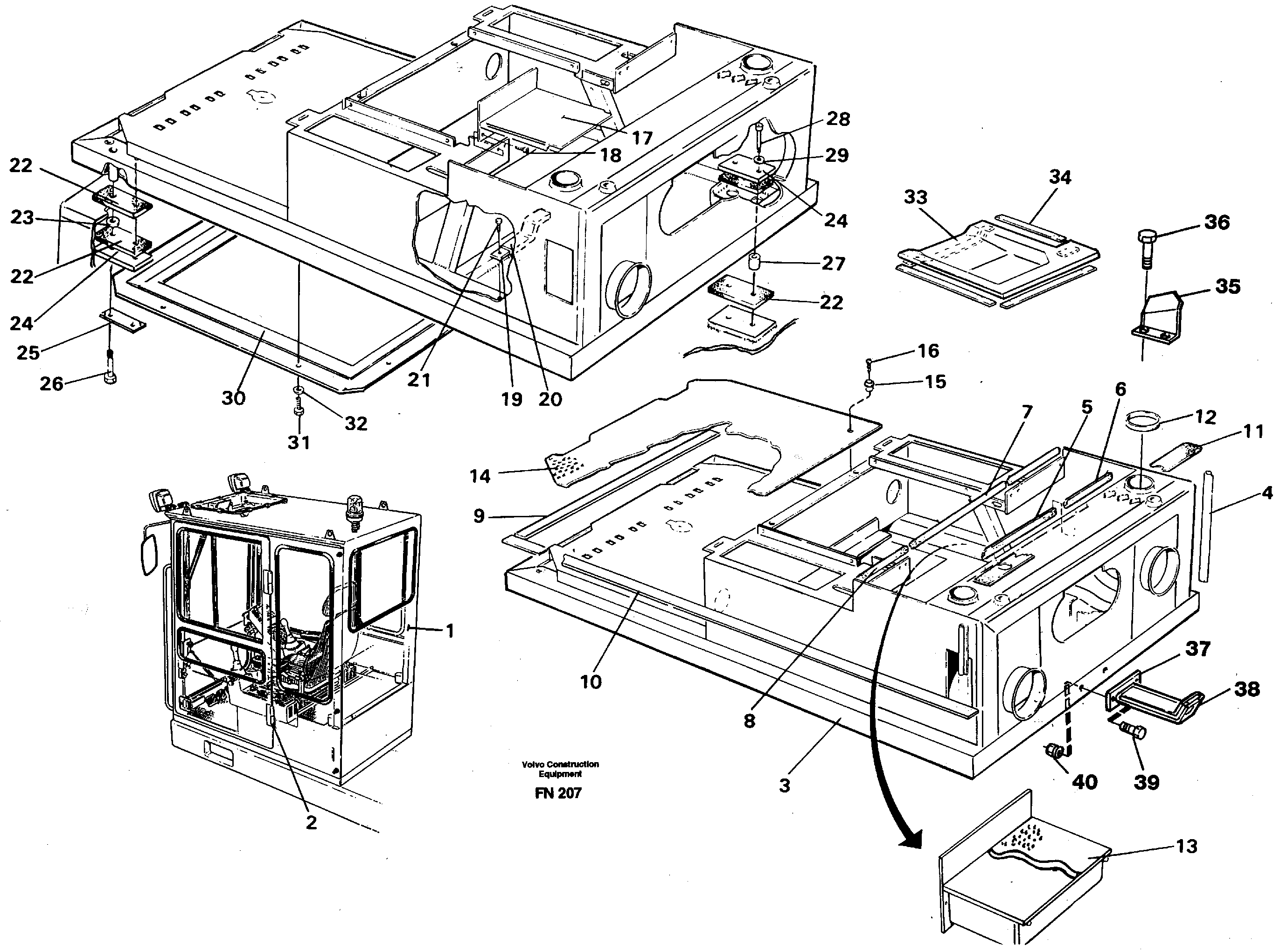 Drivers cab and cabin floor — volvo parts diagram