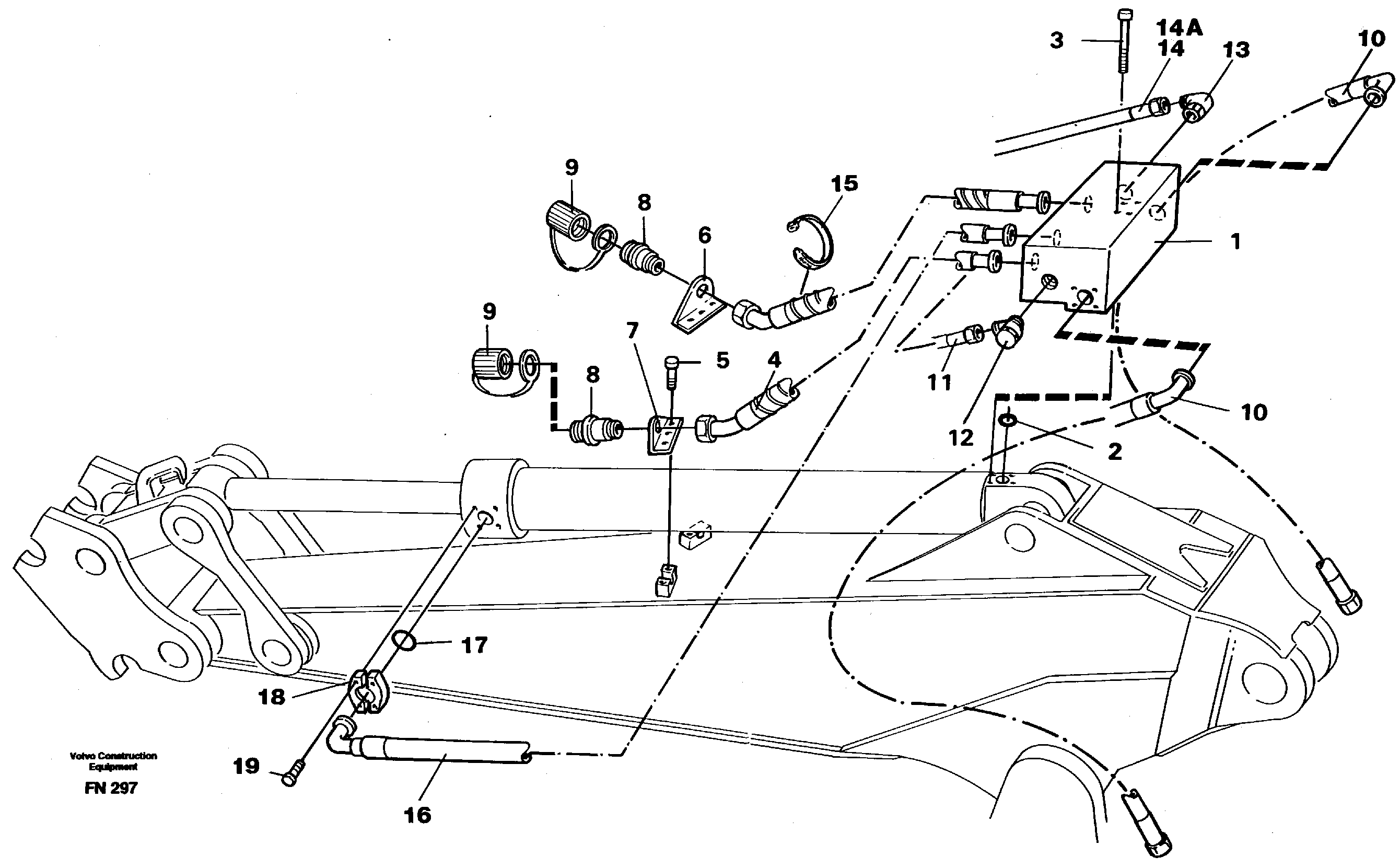 Grab equipment, dipper arm 2.0 m /2.4 m  14262401 14259547 — volvo parts diagram