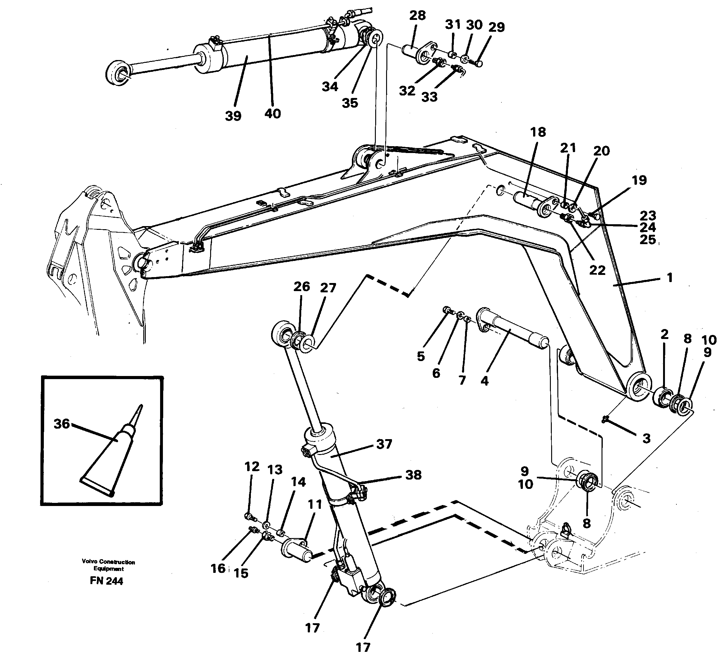 Boom with attachements, 4.9 m  14268048 — volvo parts diagram