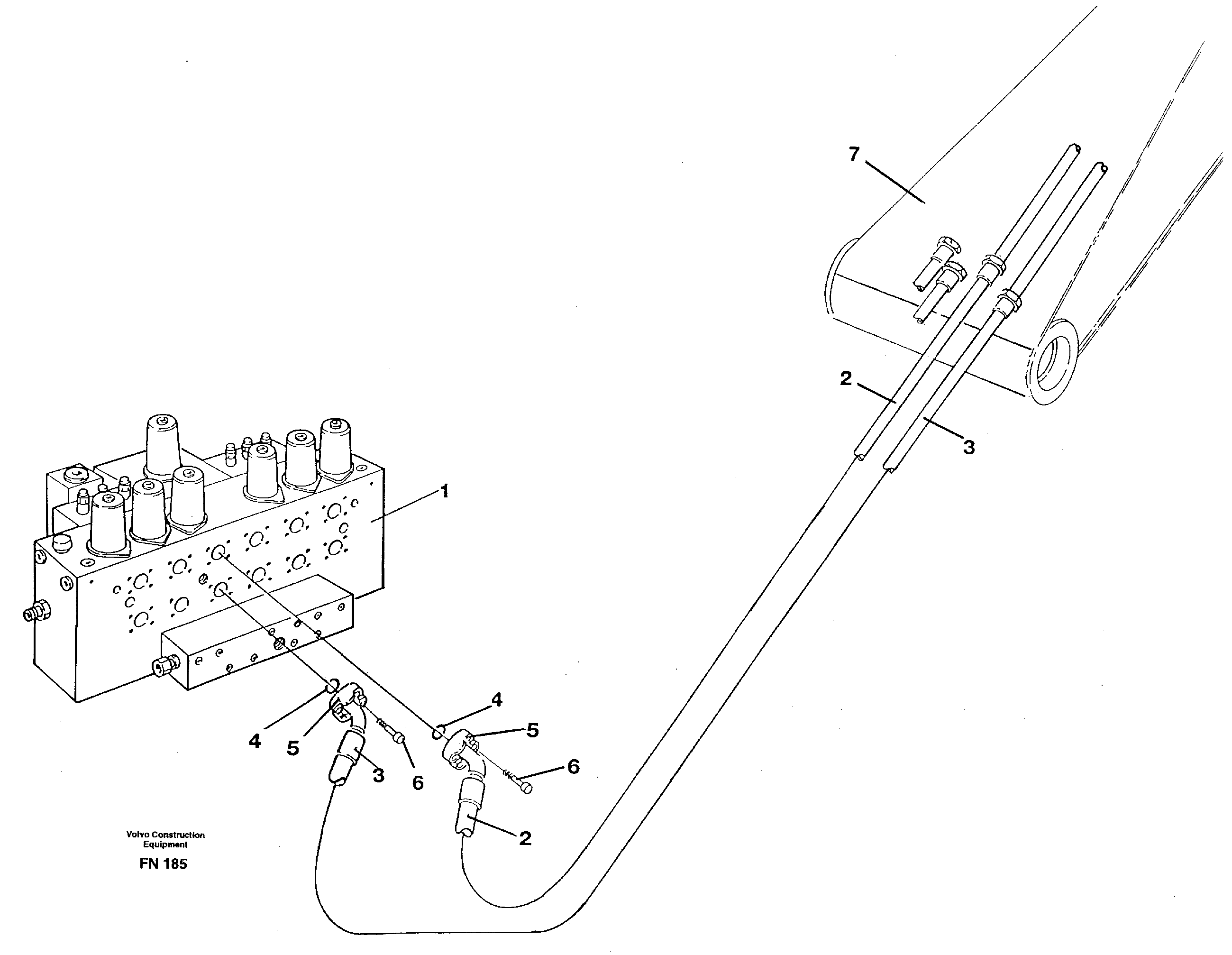 Hydraulic system, dipperarm — volvo parts diagram