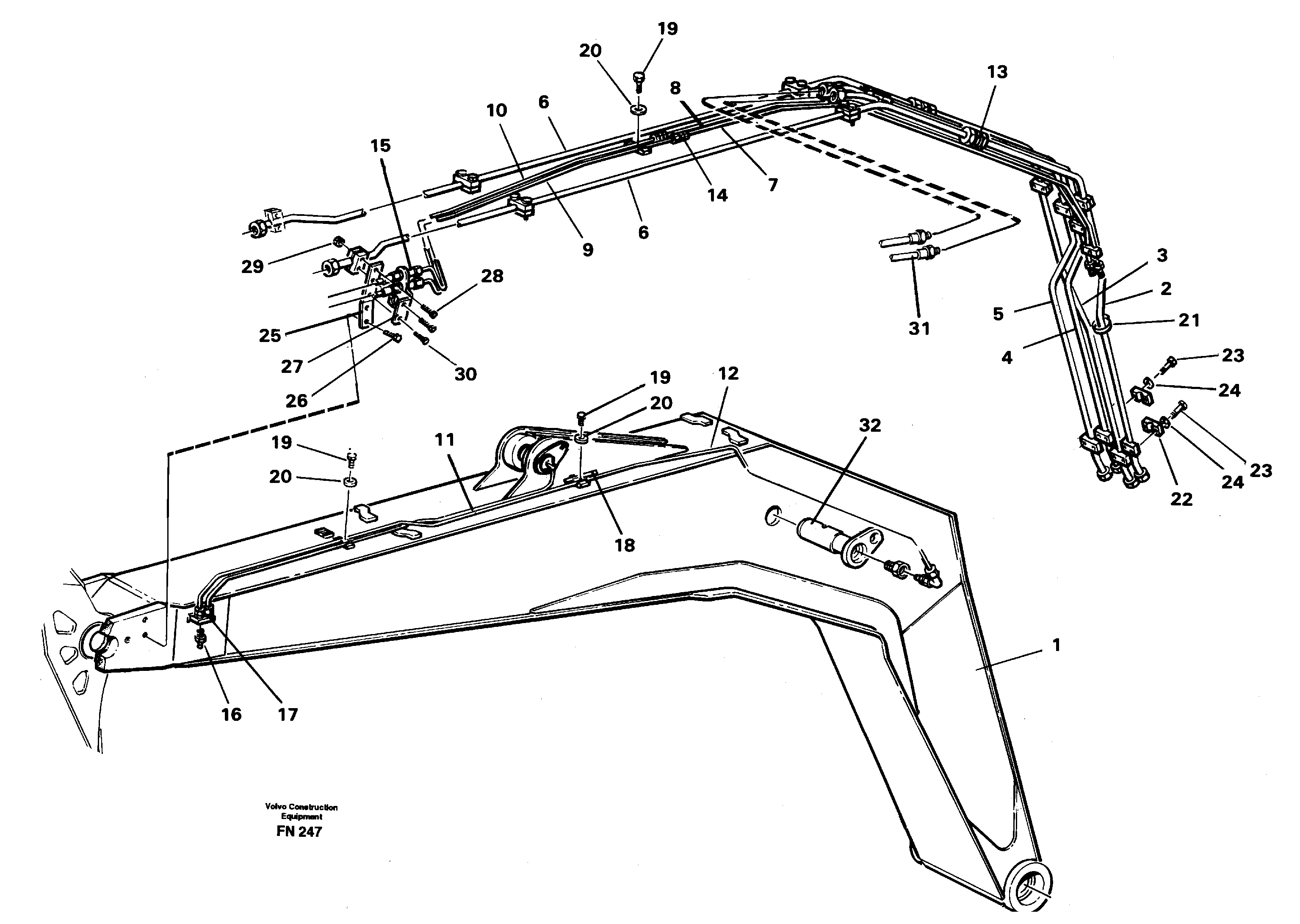 Pipes and fittings, boom 4.9 m  14268048 — volvo parts diagram