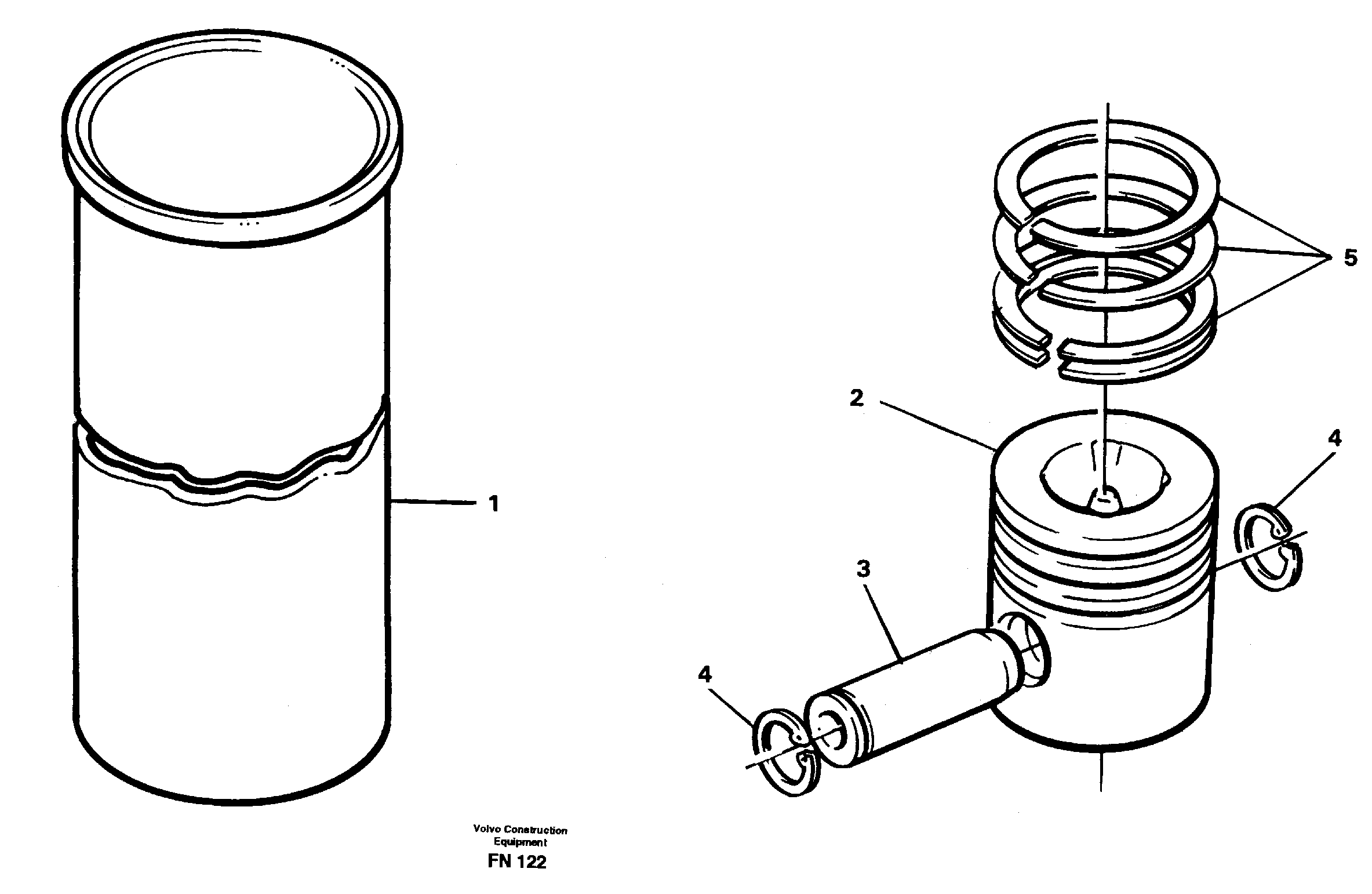Cylinder liner and piston — volvo parts diagram