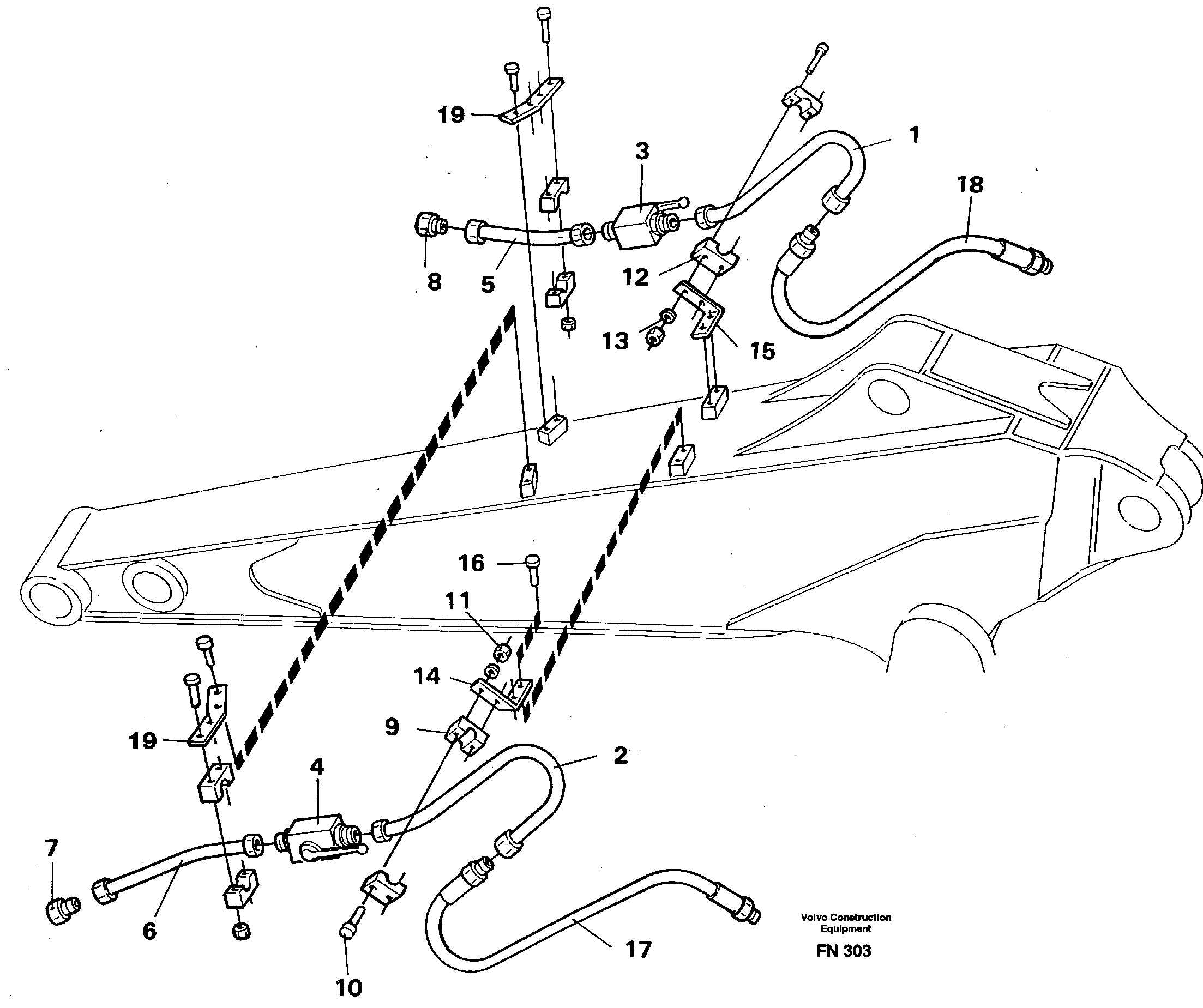 Hammer equipment with shut-off cocks on dipper arm 2.0 m/2.4 m and 2.4 m  14262398 14253109 — volvo parts diagram