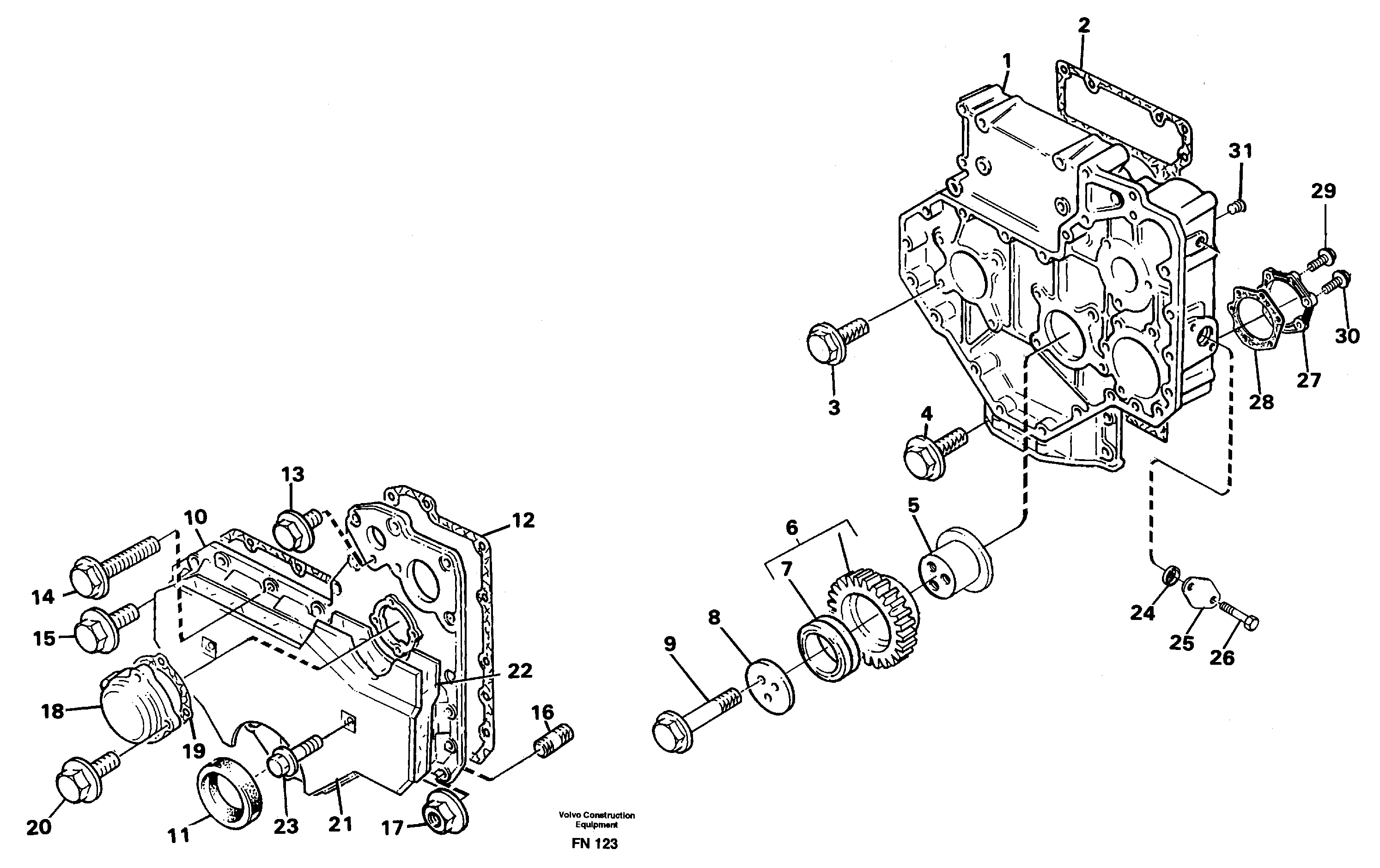 Timing gear casing — volvo parts diagram