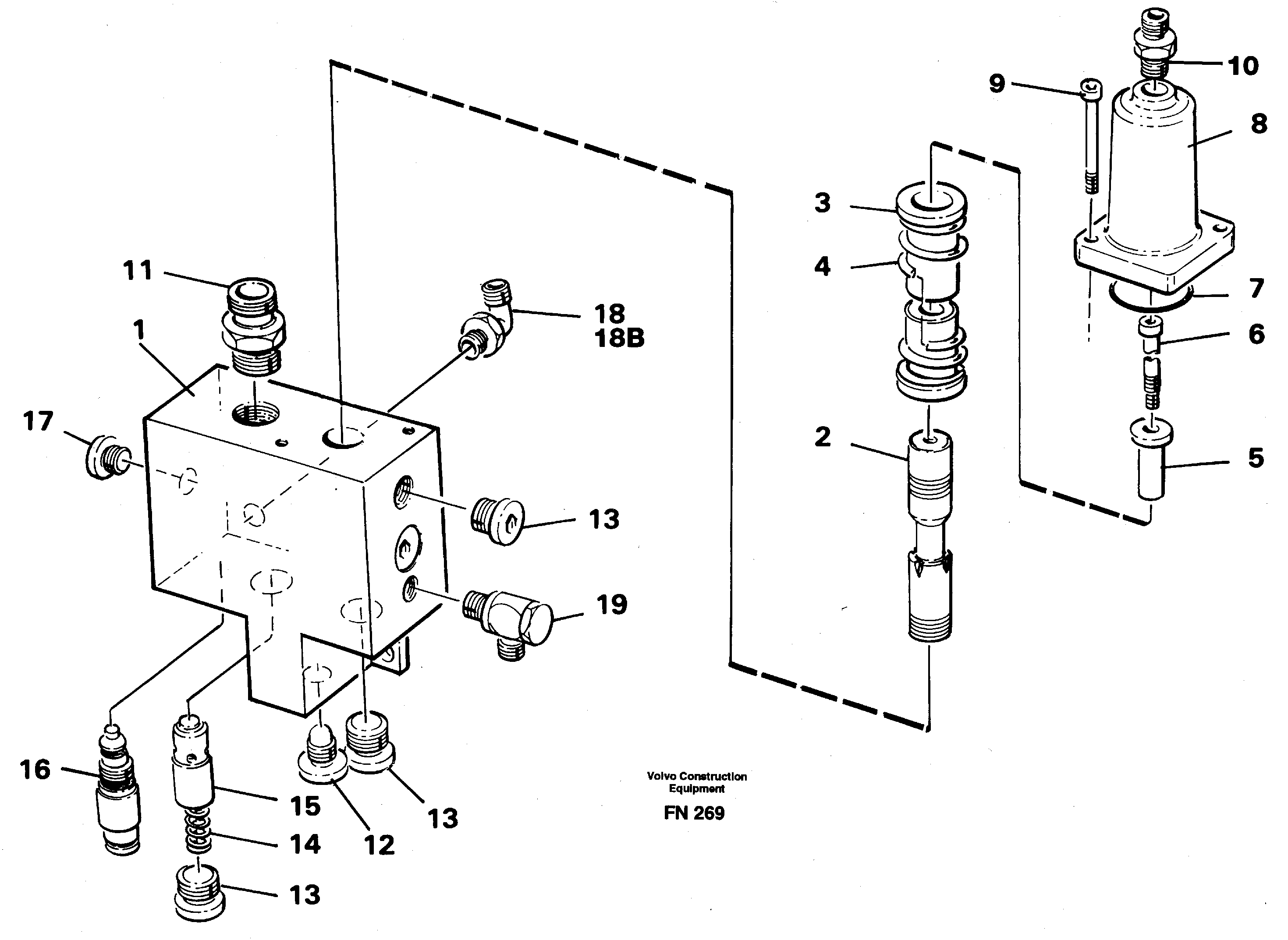 Hose rupture valve, knuckle cylinder  14267963 — volvo parts diagram
