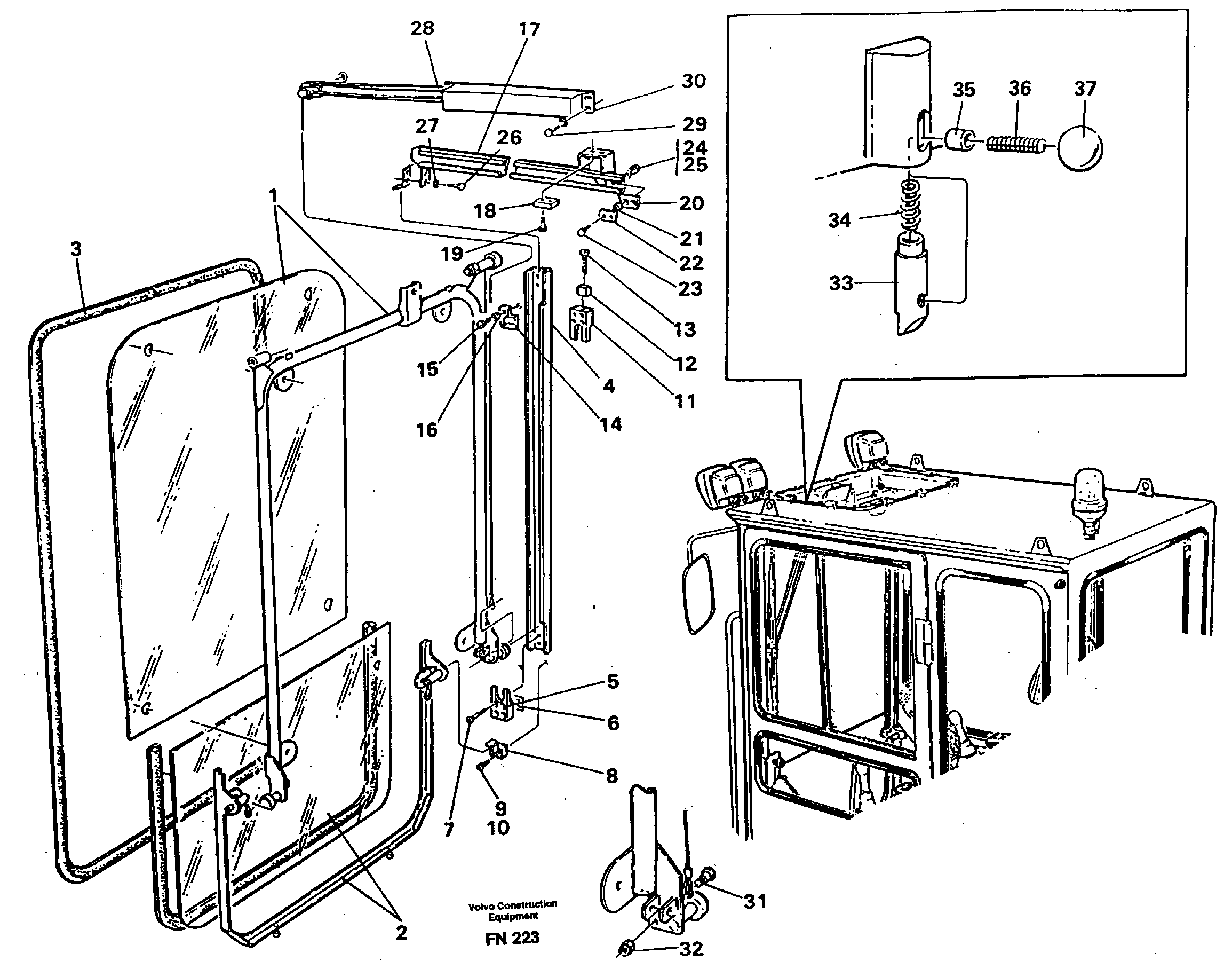 Front window, Lifting device — volvo parts diagram
