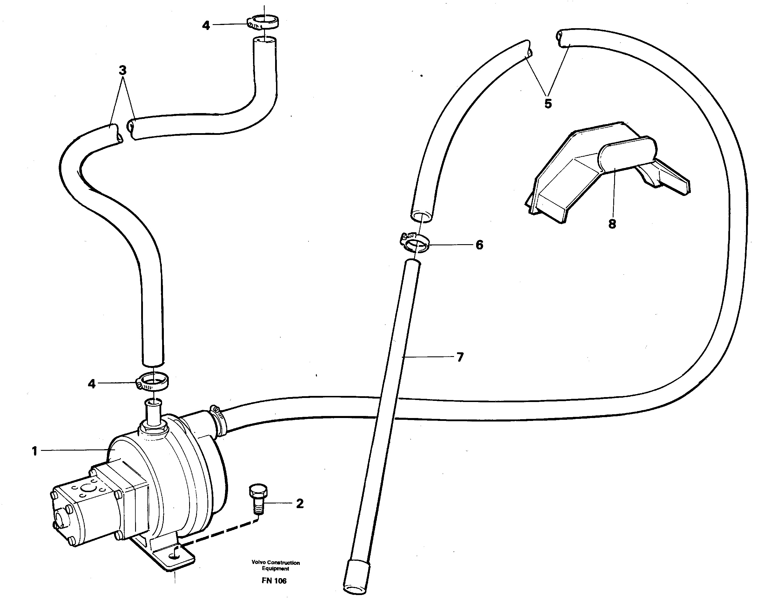 Fuelfilling pump with hoses — volvo parts diagram