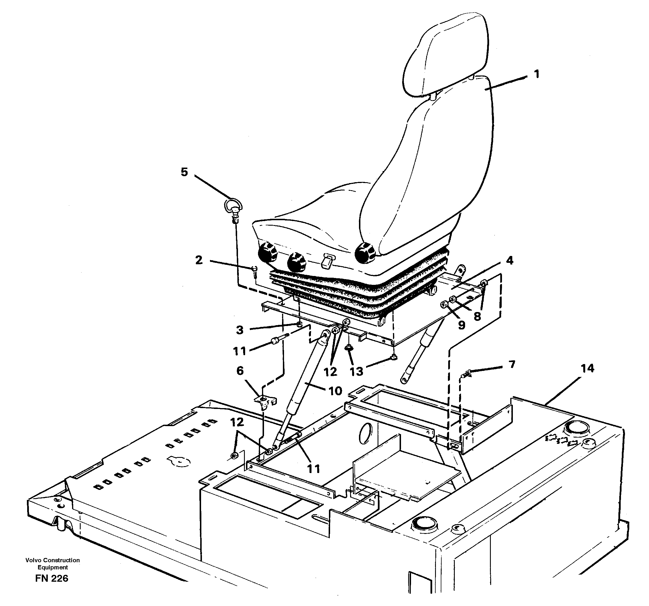 Operator seat with fitting parts — volvo parts diagram
