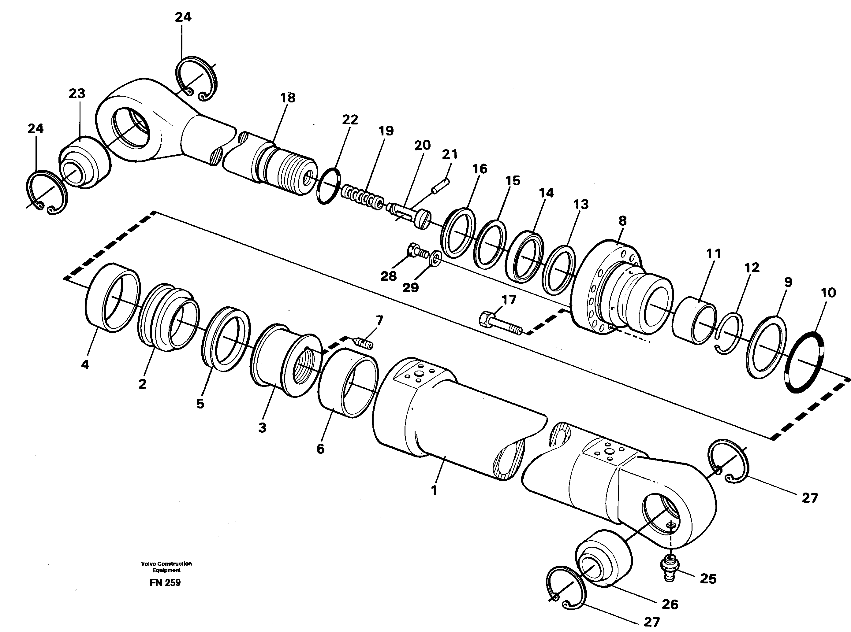 Bucket cylinder  14258753, 14262397 — volvo parts diagram
