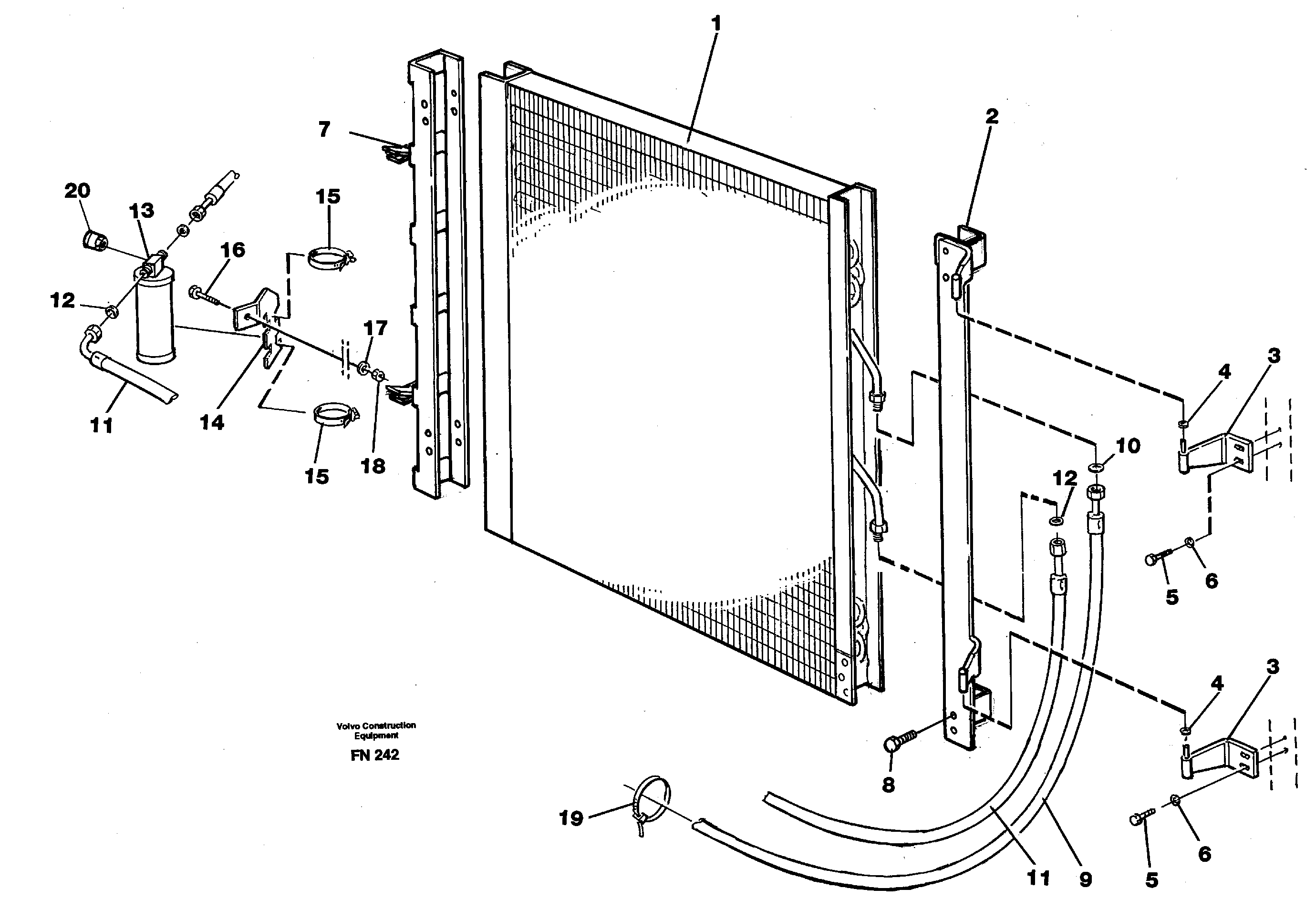 Condensor with fitting parts Cooling agent R134 A  14268393 — volvo parts diagram