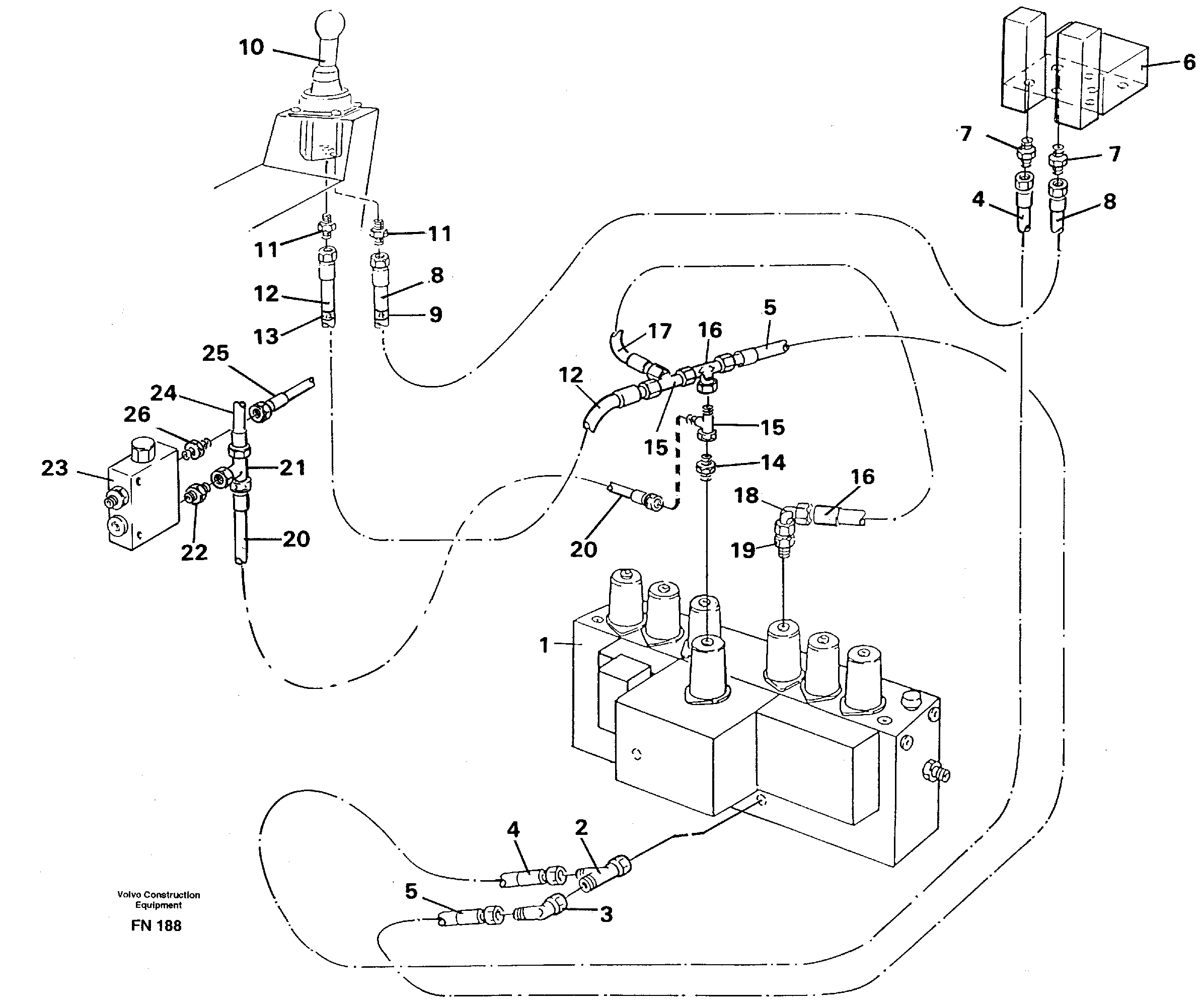 Servo hydraulics, dipper arm — volvo parts diagram