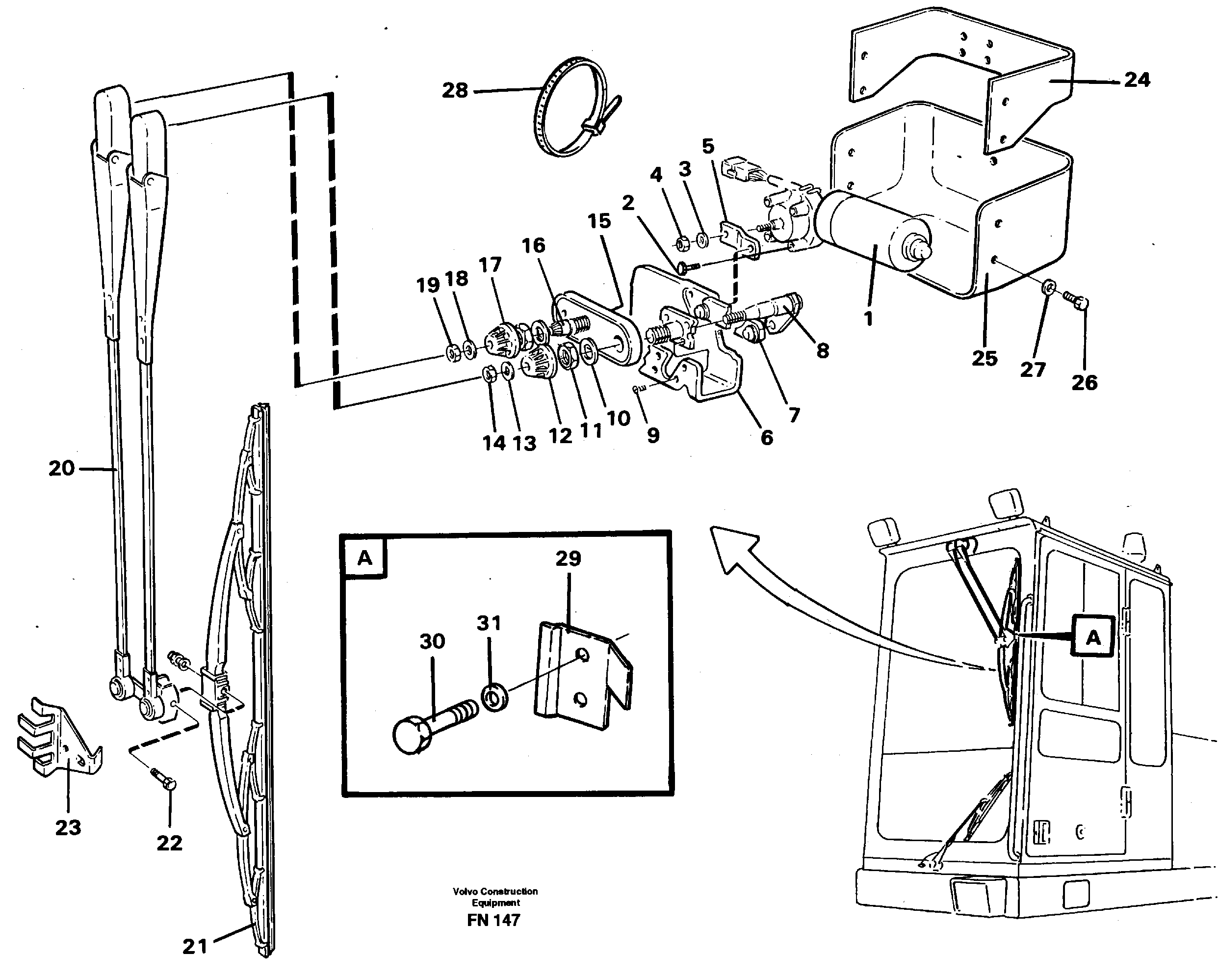 Windscreen wiper, upper — volvo parts diagram