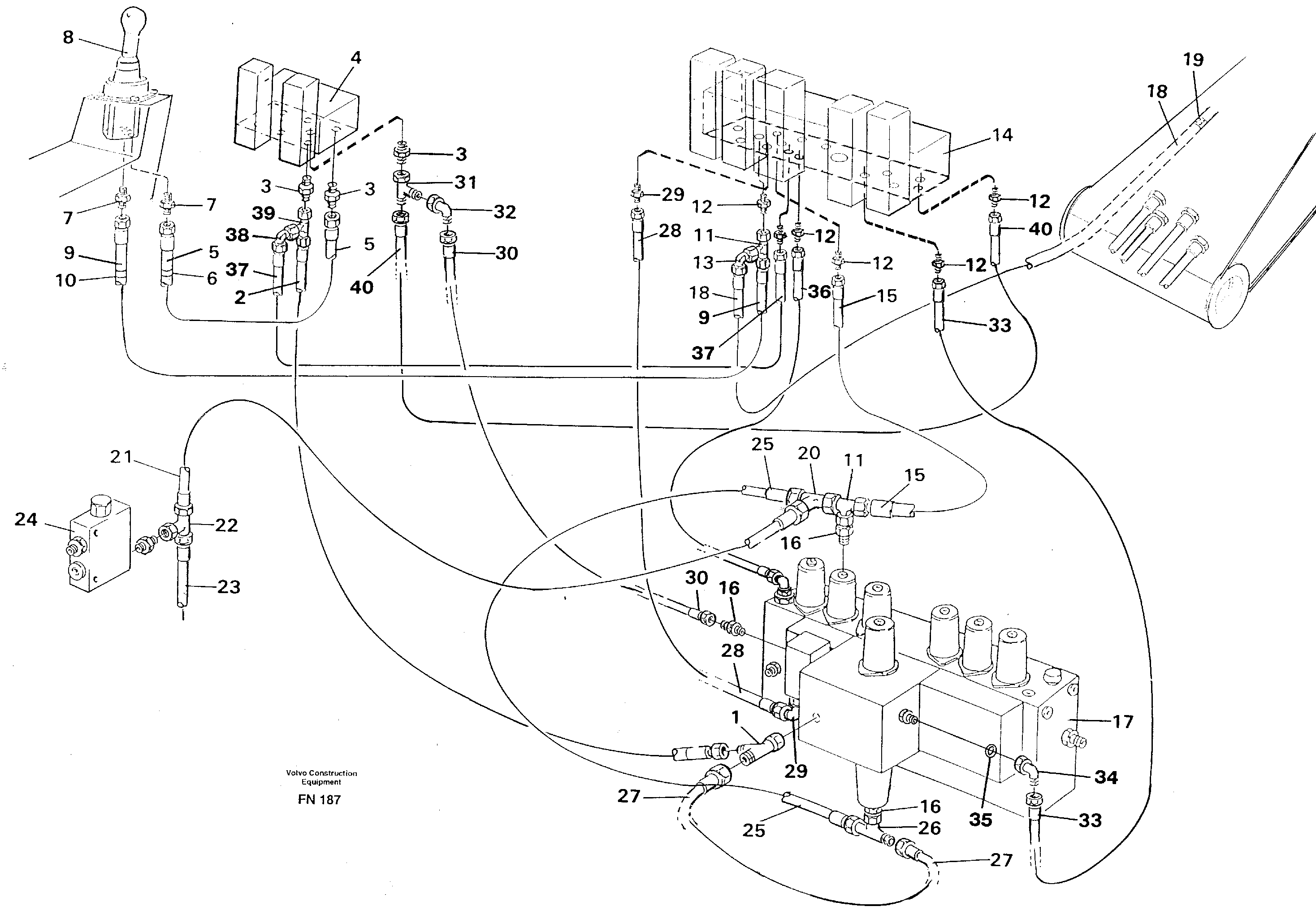 Servo hydraulics, boom — volvo parts diagram