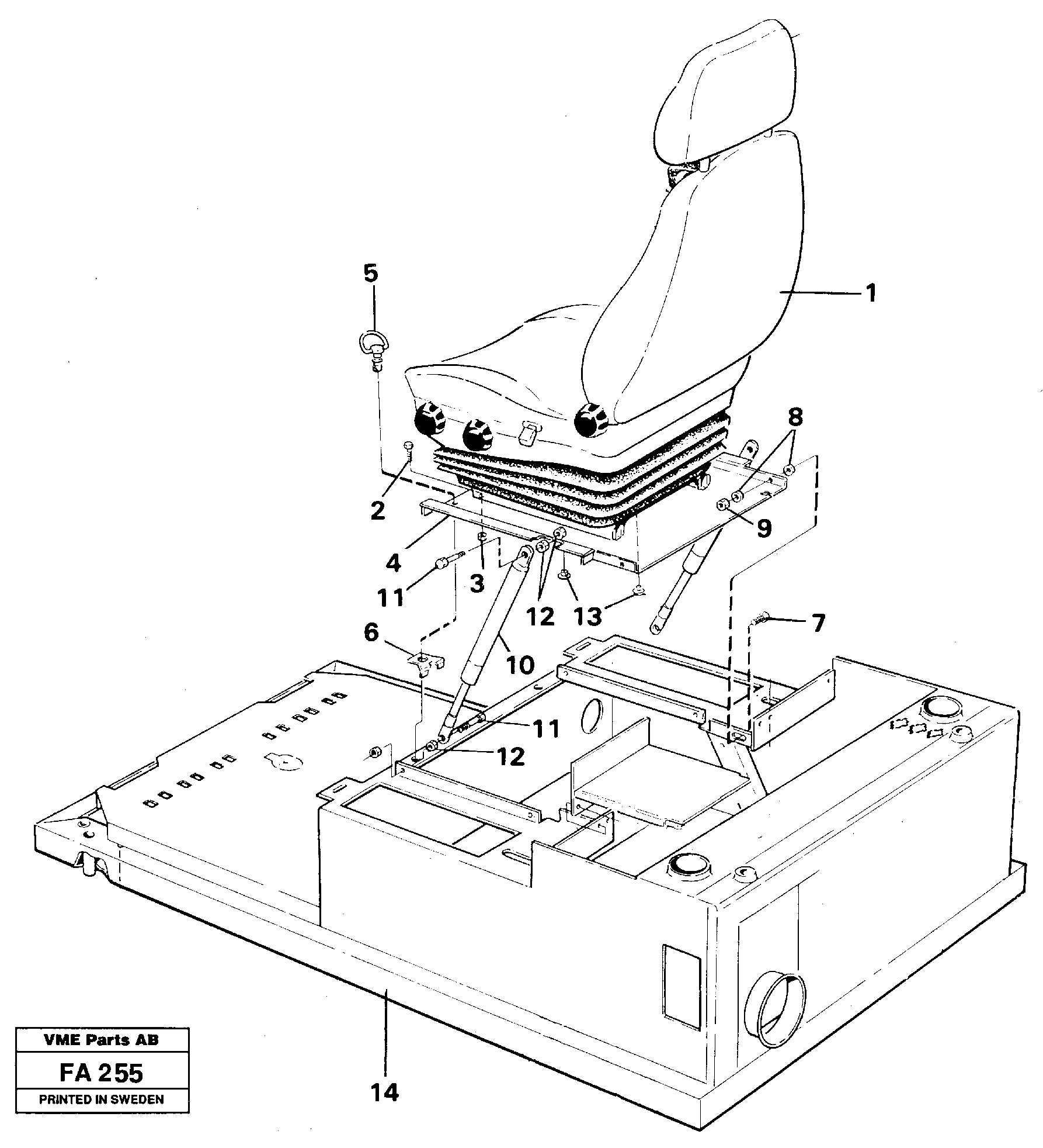 Drivers seat with fitting part — volvo parts diagram