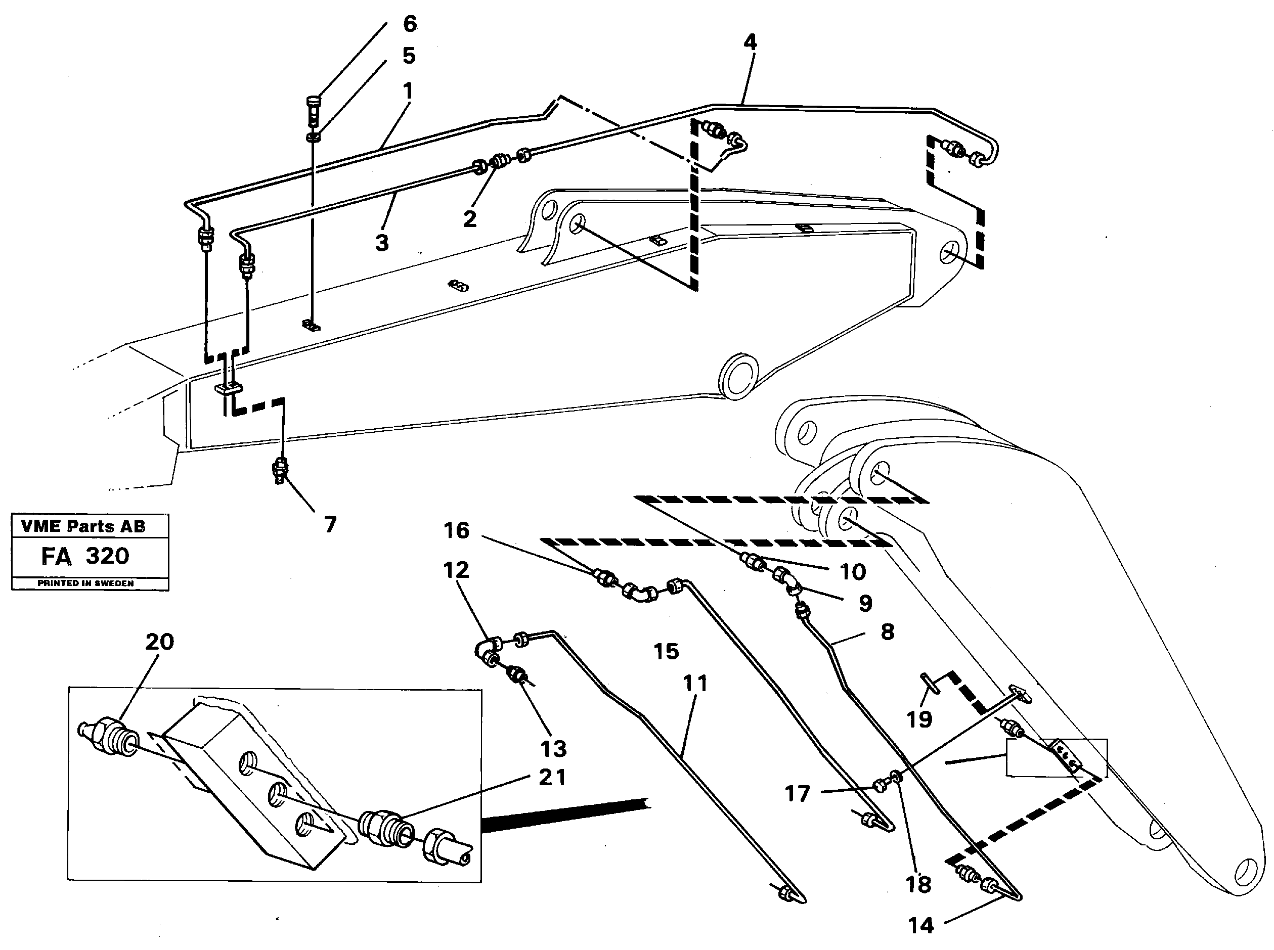 Backhoe lubricating. Adjustable boom. — volvo parts diagram