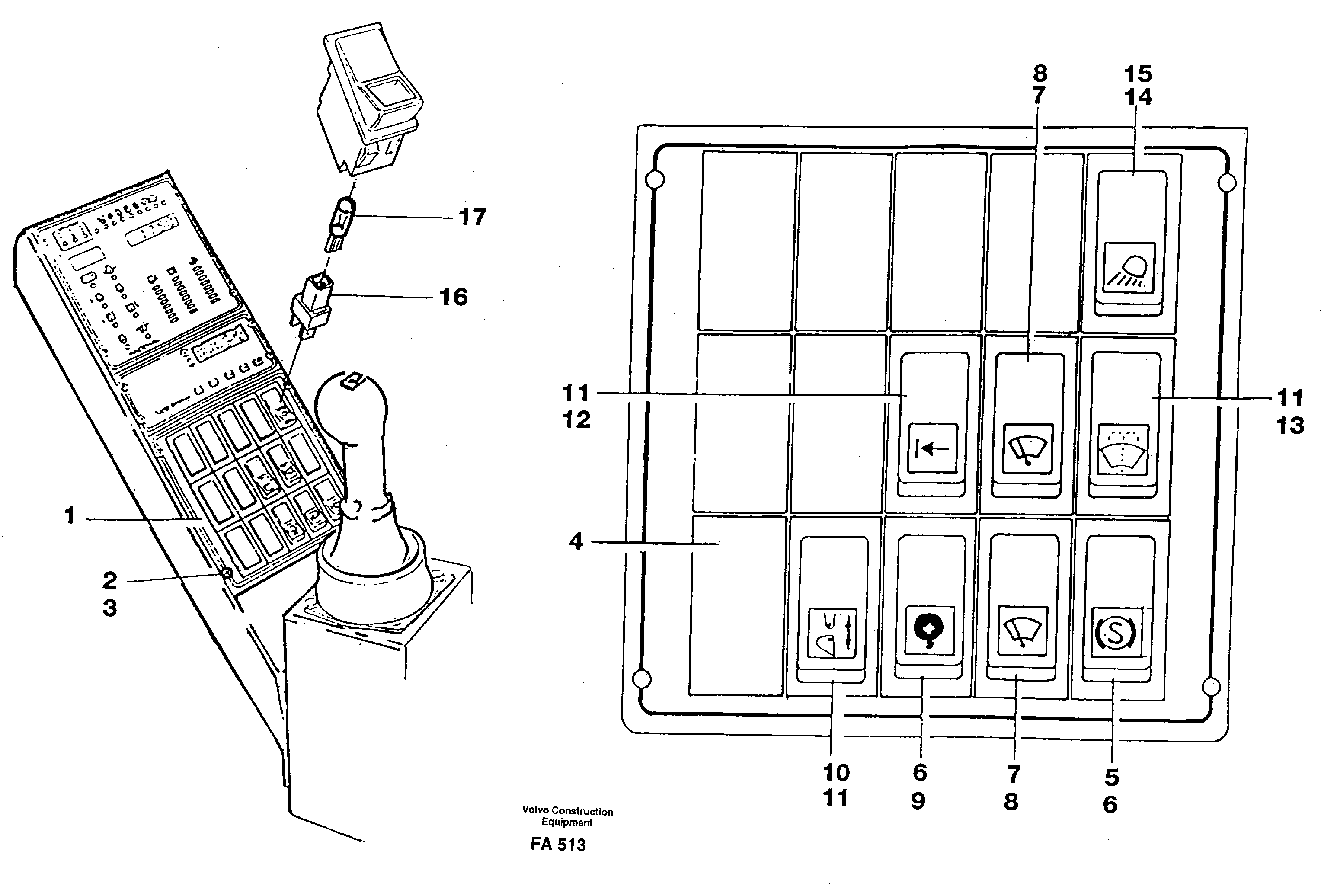Switch panel.  SER NO 4710- — volvo parts diagram
