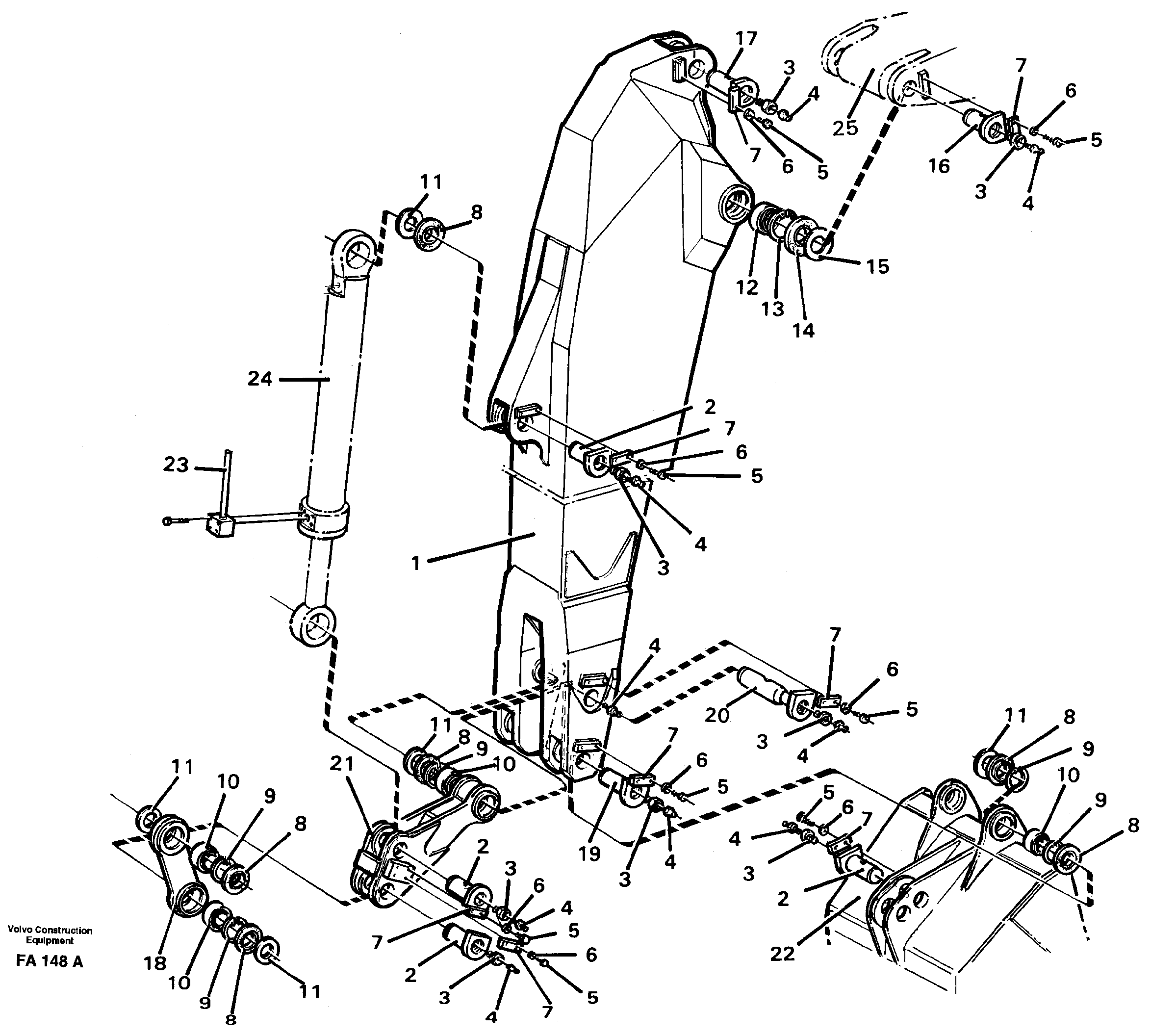 Backhoe dipper arm 3.30m  14257269 — volvo parts diagram
