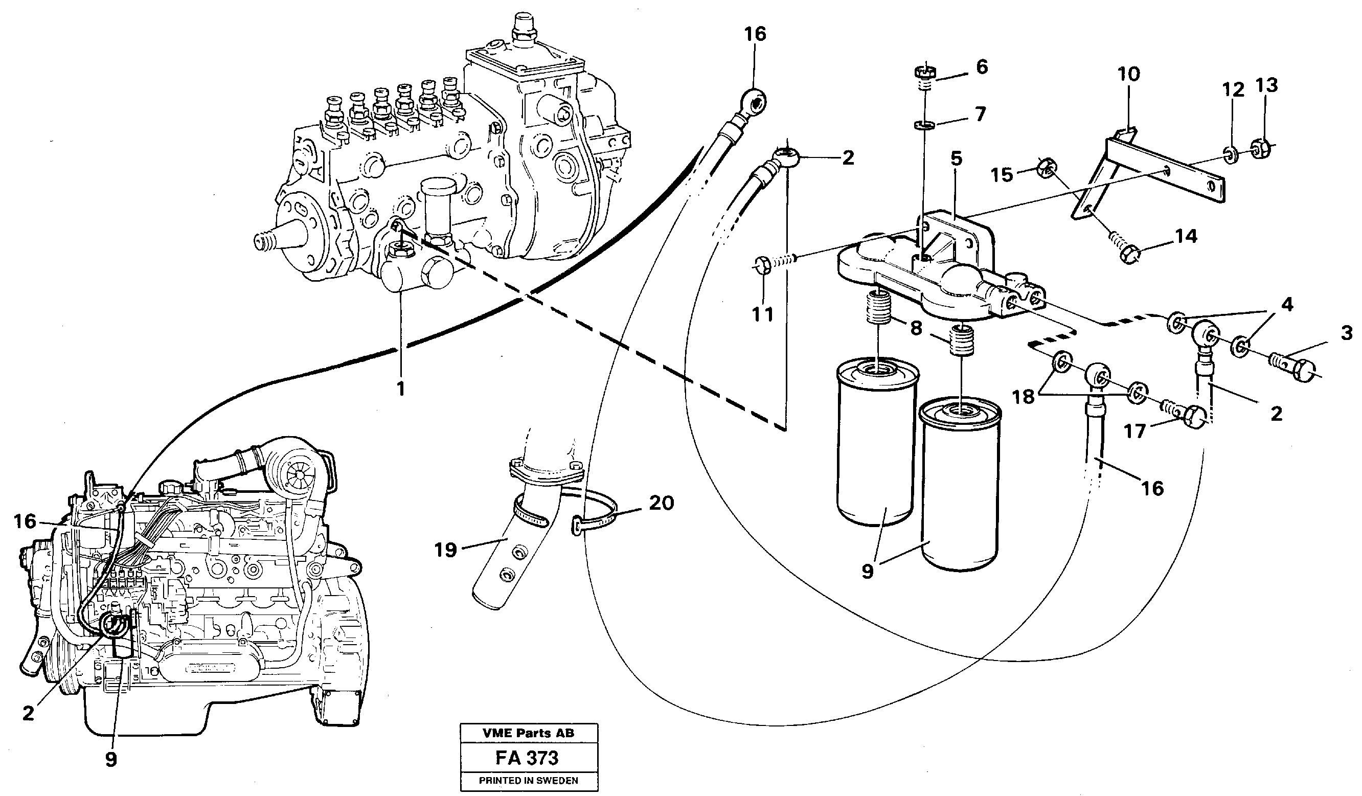 Extra fuel filter  14257924 — volvo parts diagram