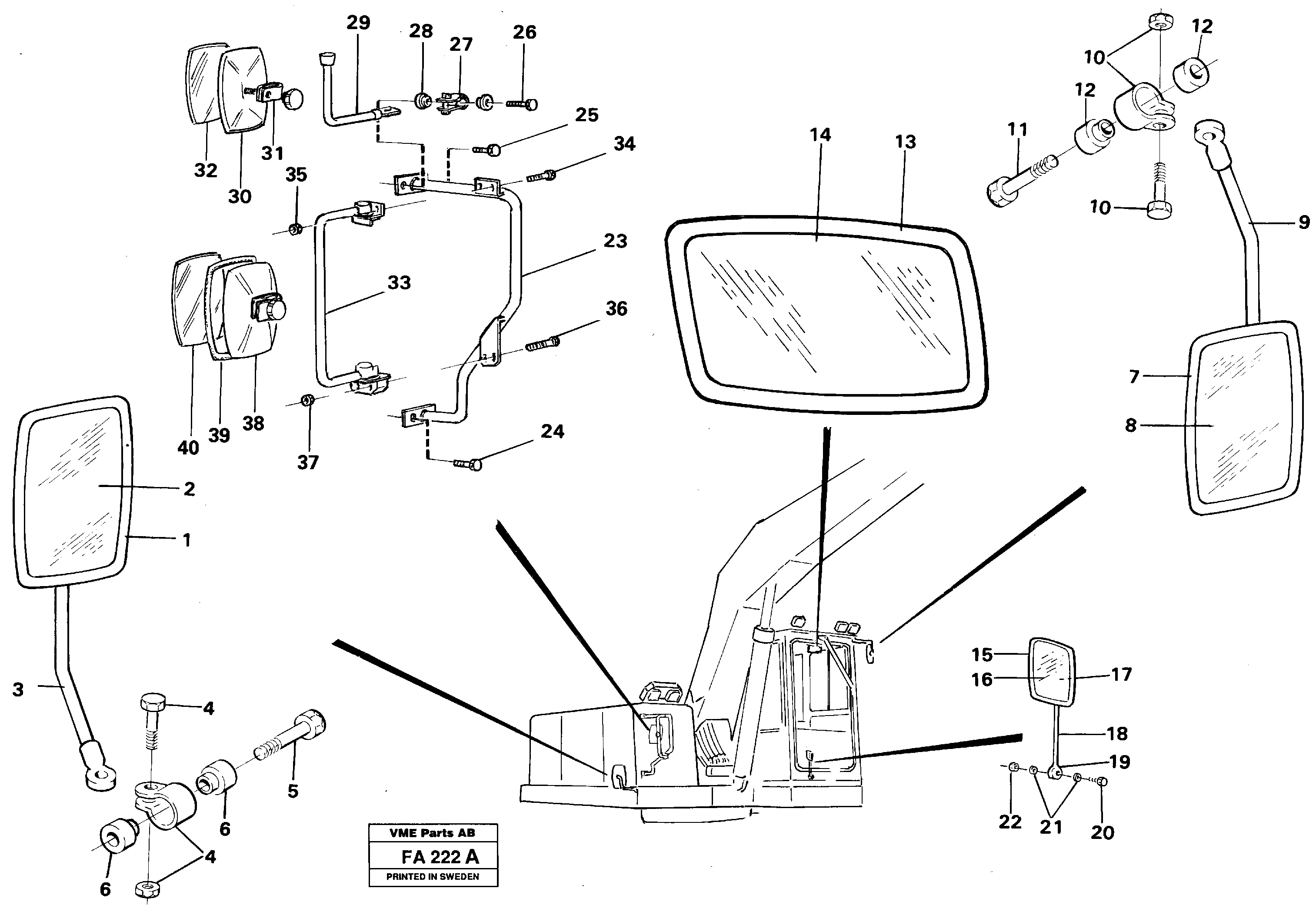 Rear view mirror — volvo parts diagram
