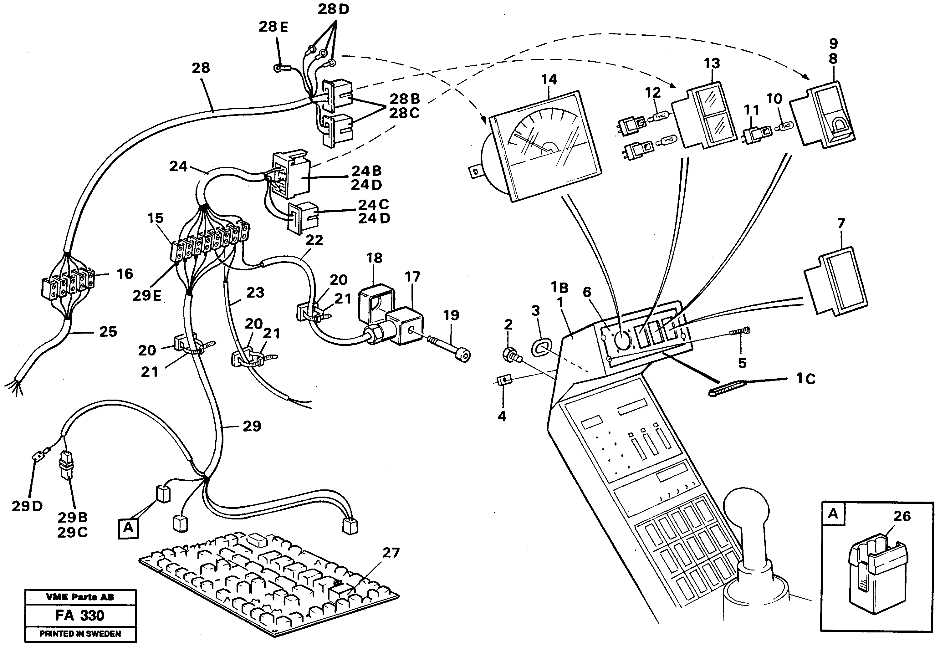 Magnet equipment Ohio/älmhult Instrument box, cab  14263368  14265072 — volvo parts diagram