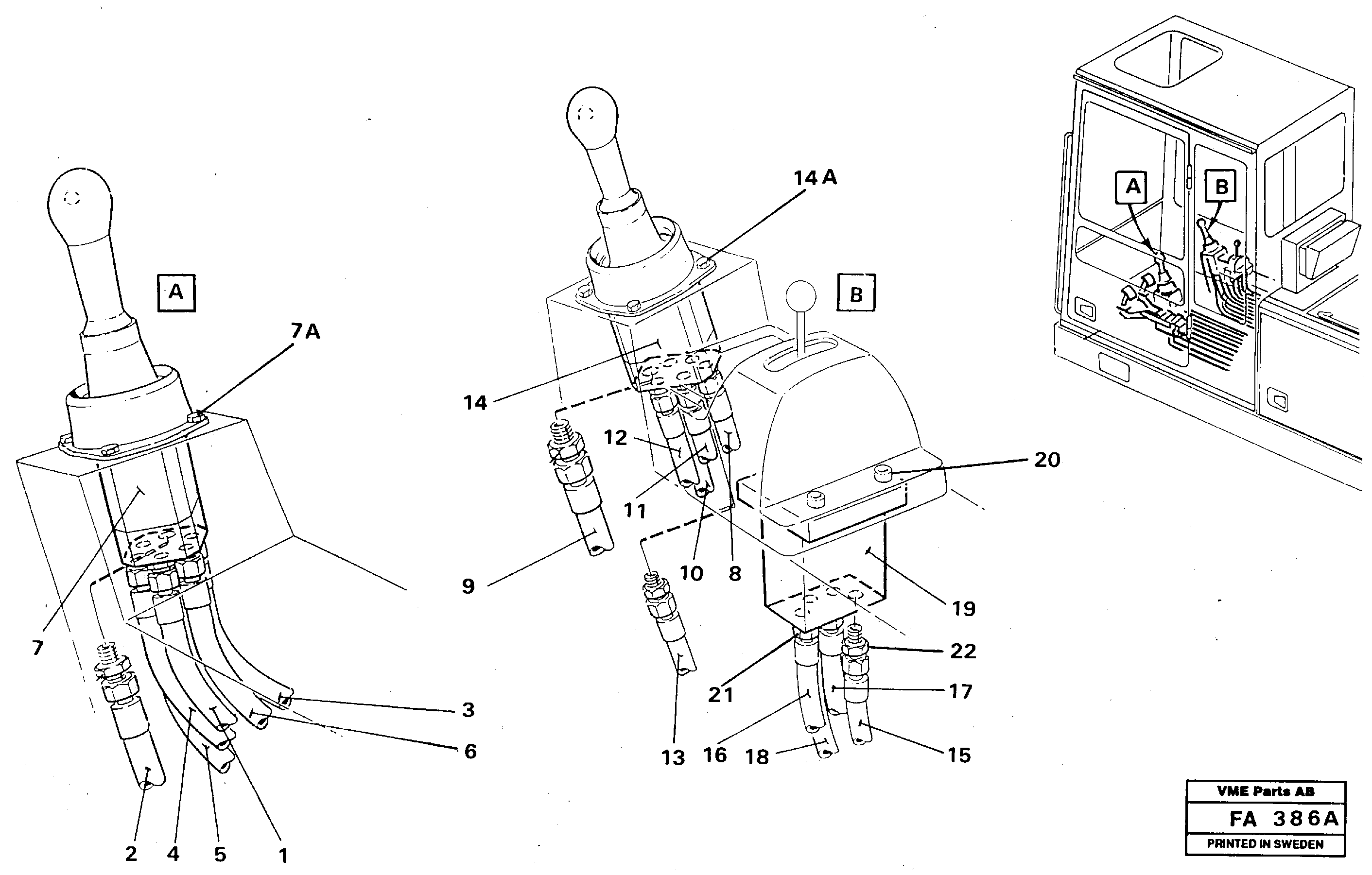 Joy sticks, left and right — volvo parts diagram