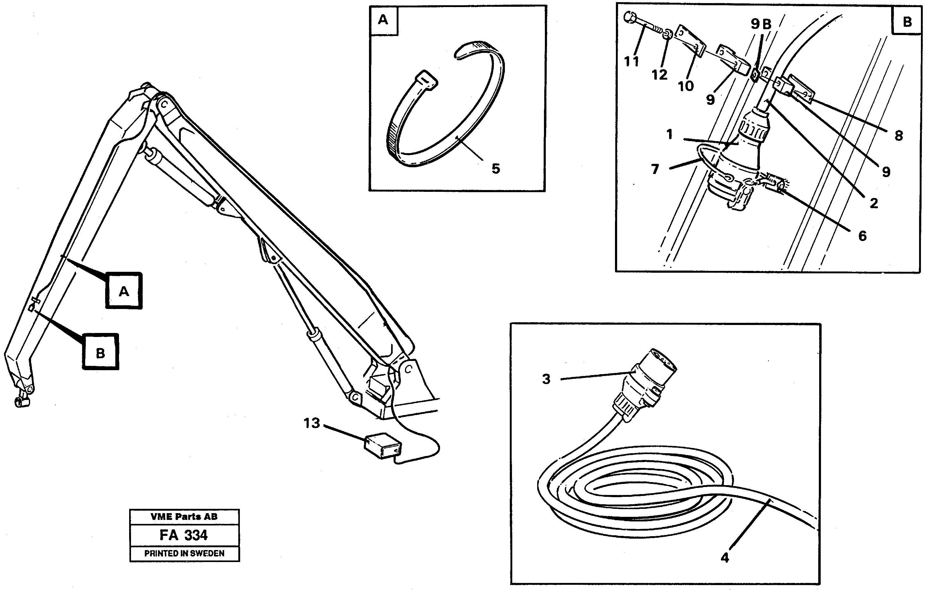 Magnet equipment Ohio, electric installation on handling boom and arm  14263368 — volvo parts diagram