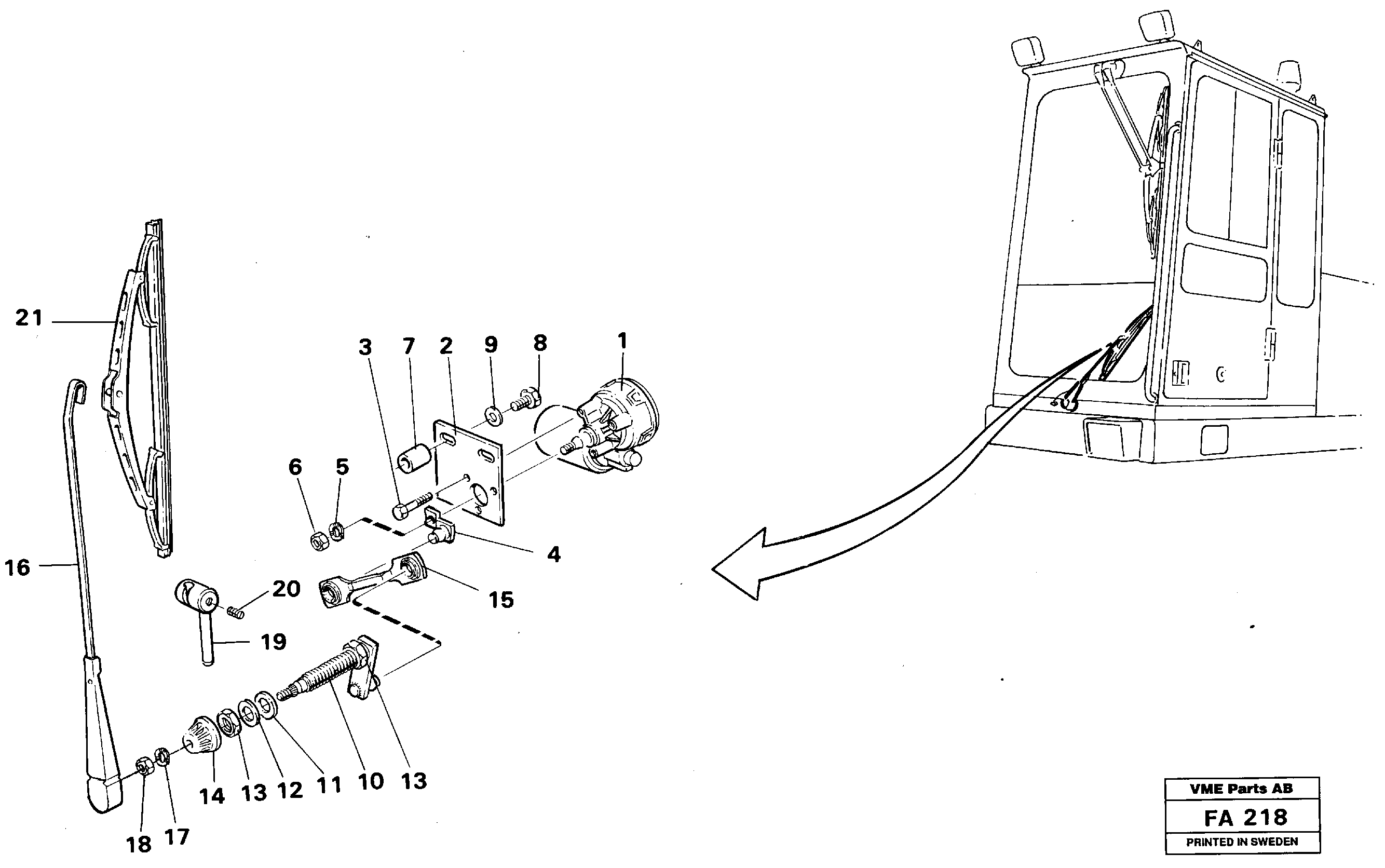 Windscreen wiper, lower — volvo parts diagram