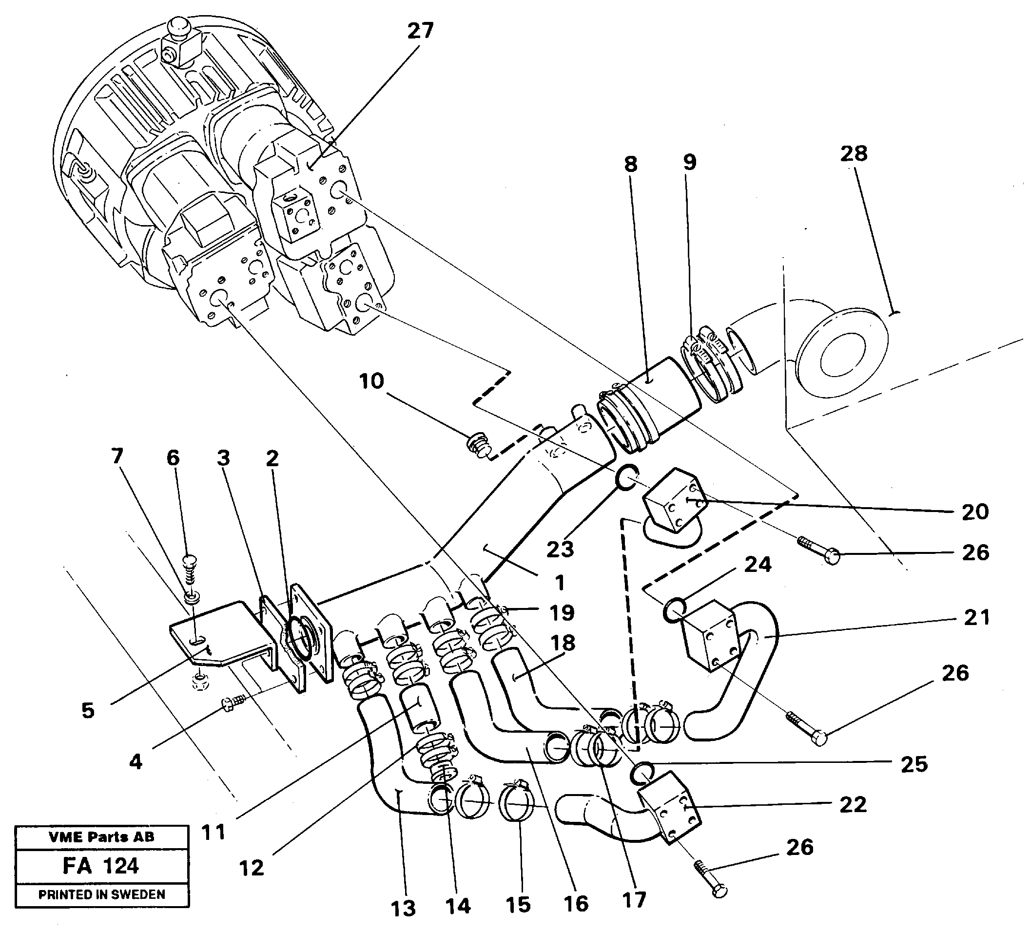 Hydraulic system suction lines — volvo parts diagram