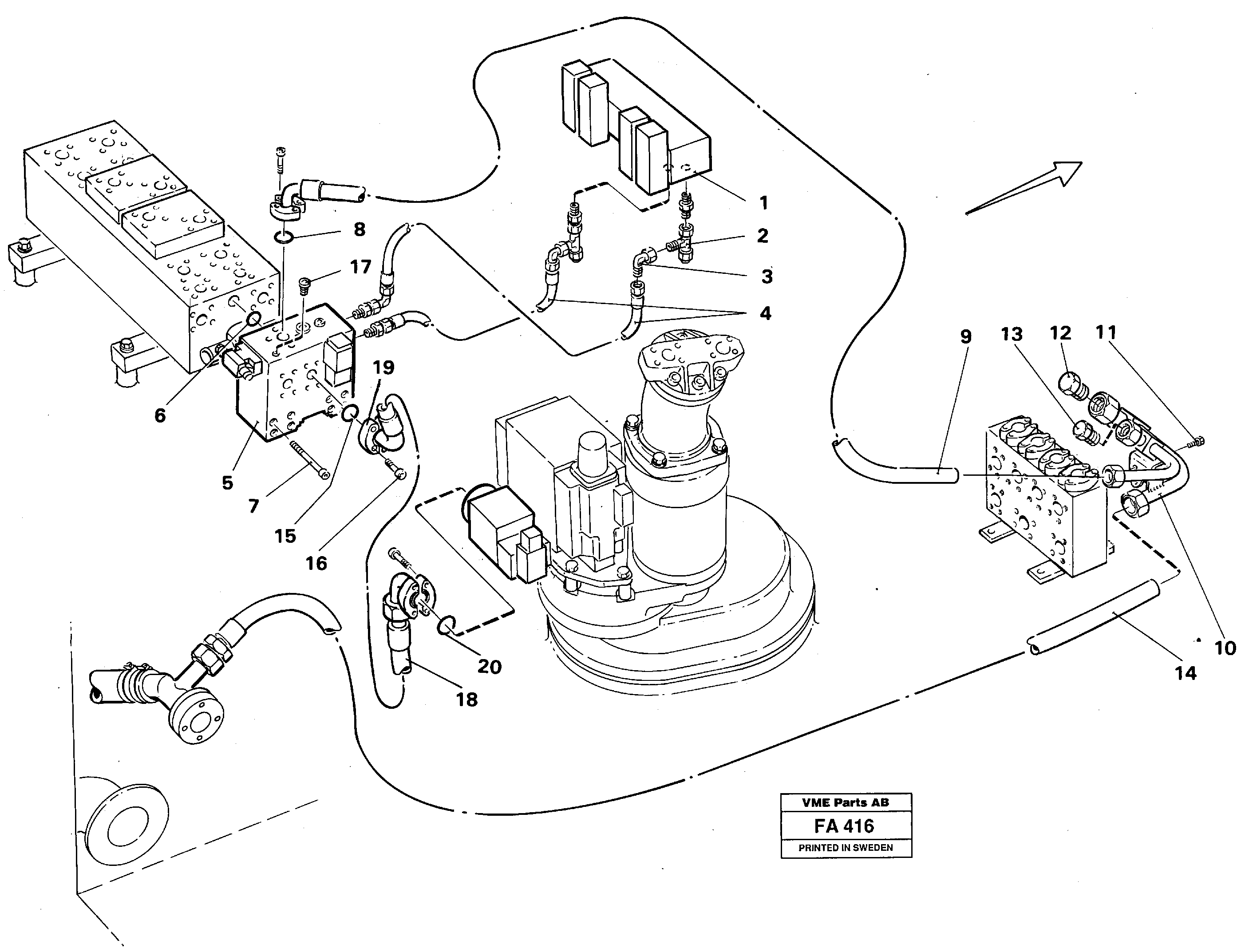 Hammer hydraulics in base machine, 2 pumps.  14261292 — volvo parts diagram