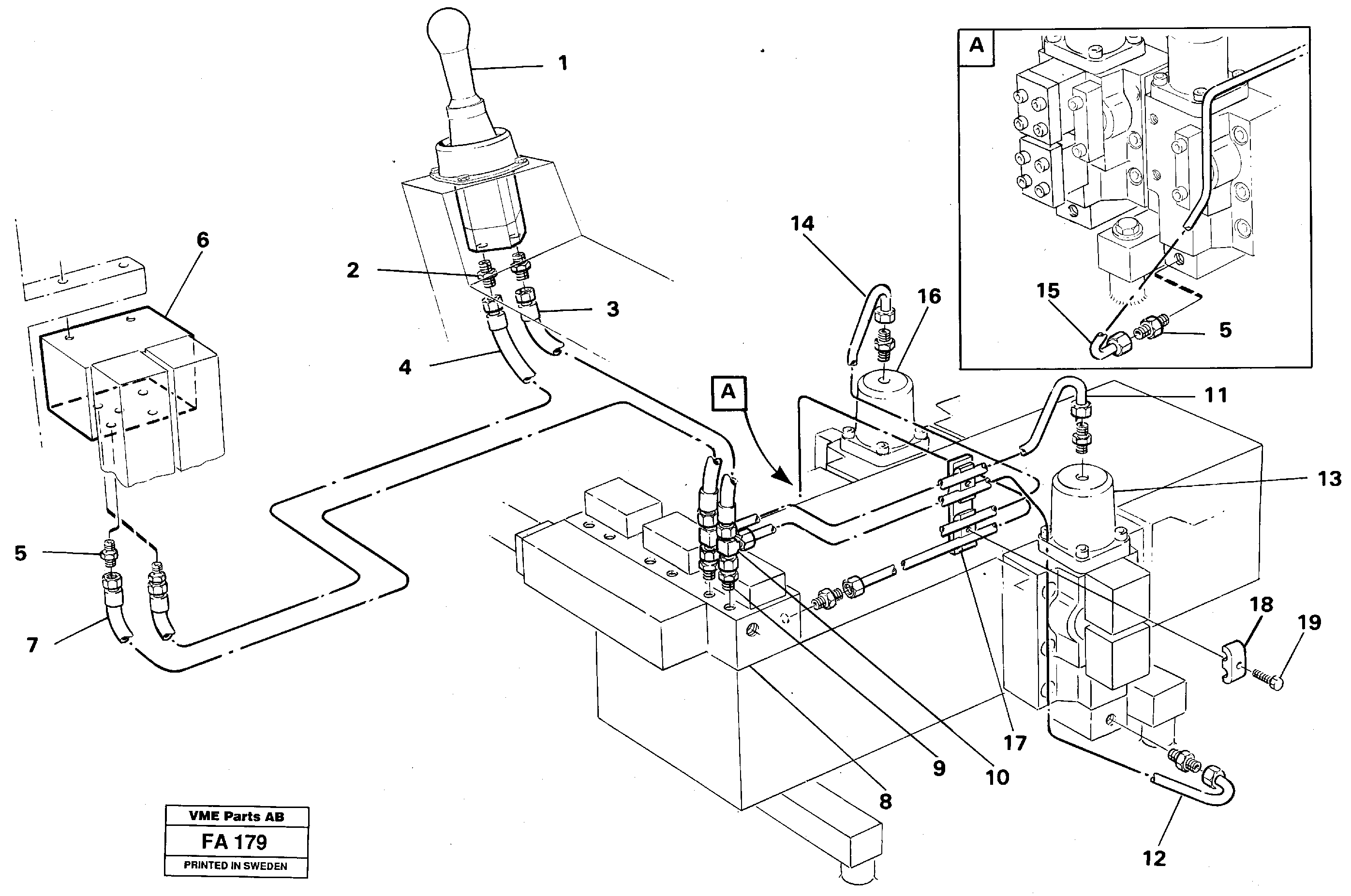 Servo hydraulics, dipper arm — volvo parts diagram