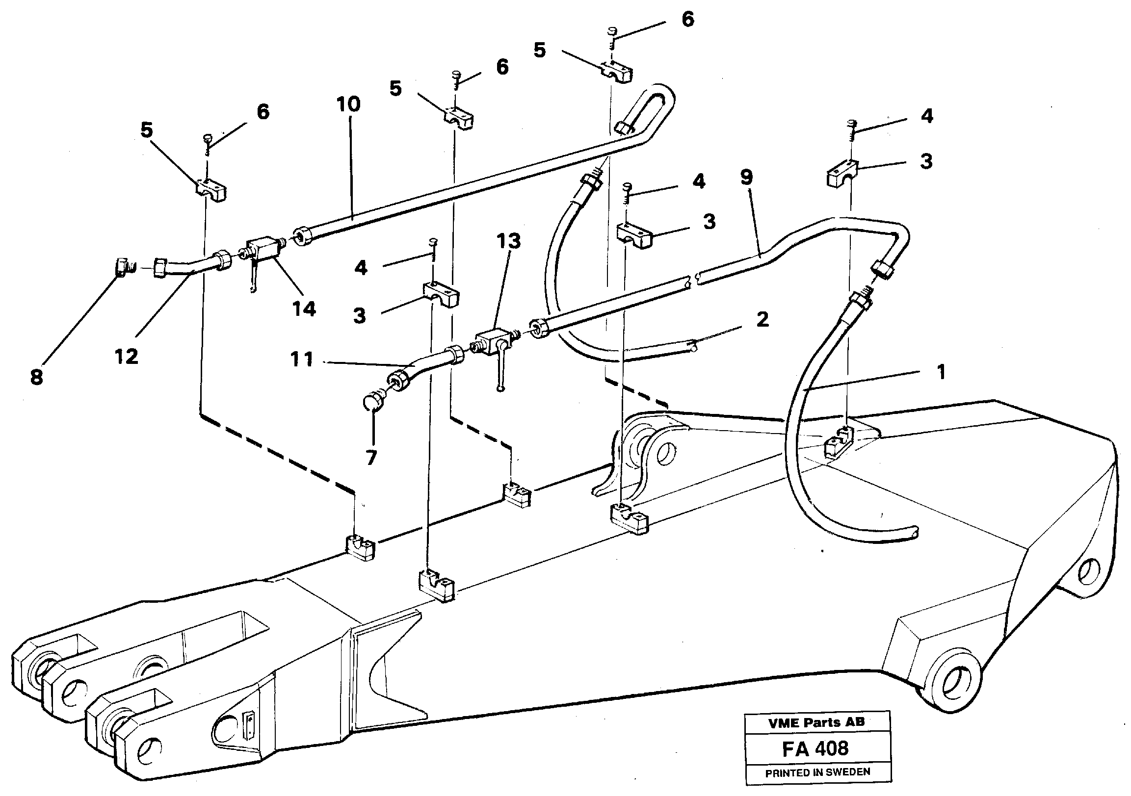 Hammer hydraulics for dipper arm incl. shut-offcocks.  14254988, 14254990, 14254992 — volvo parts diagram