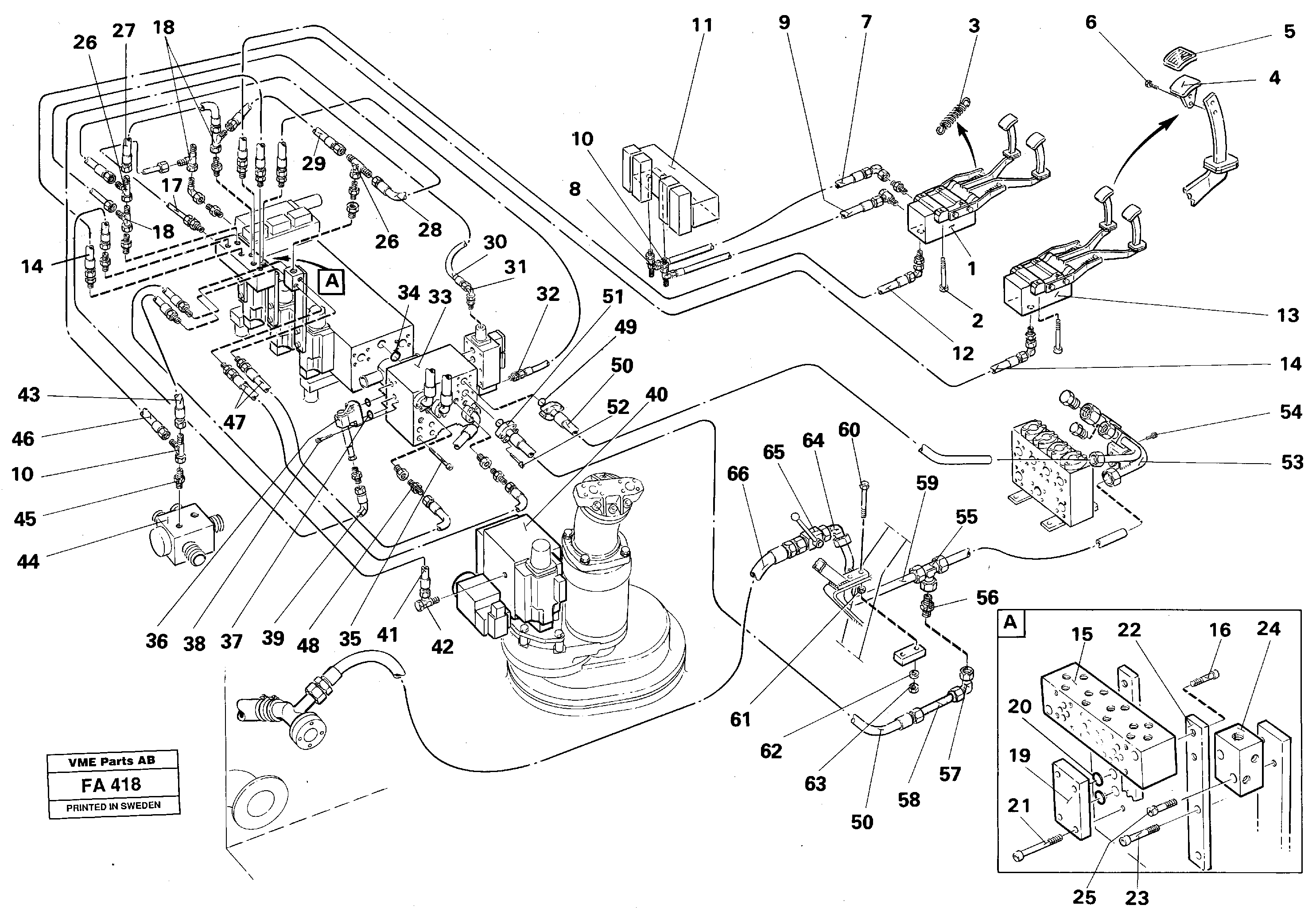 Base machine hydraulics for hammer/shears on monobloc boom.  14261294 — volvo parts diagram