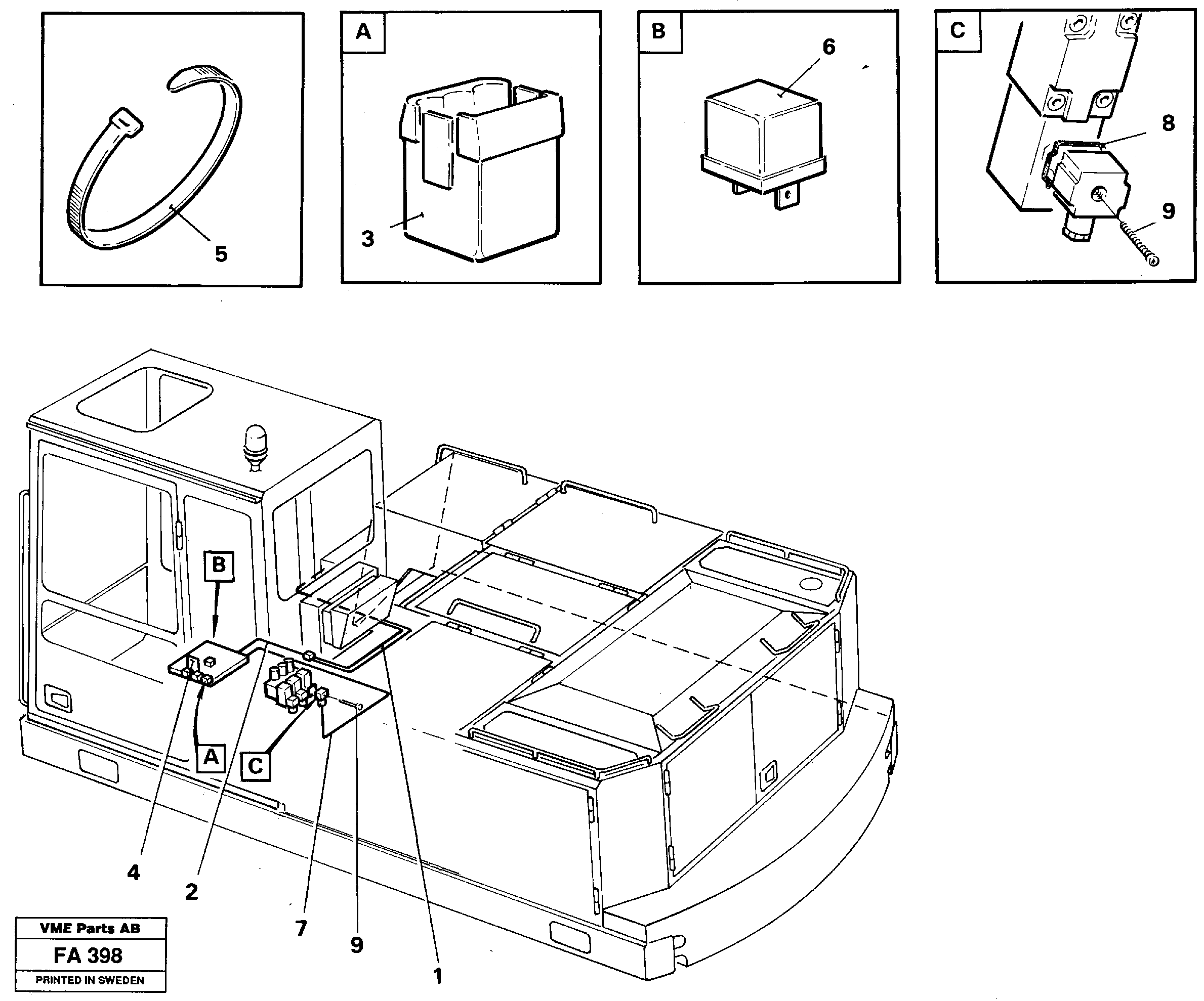 Electric installation for materials handling equipment.  14258081, 14258084 — volvo parts diagram