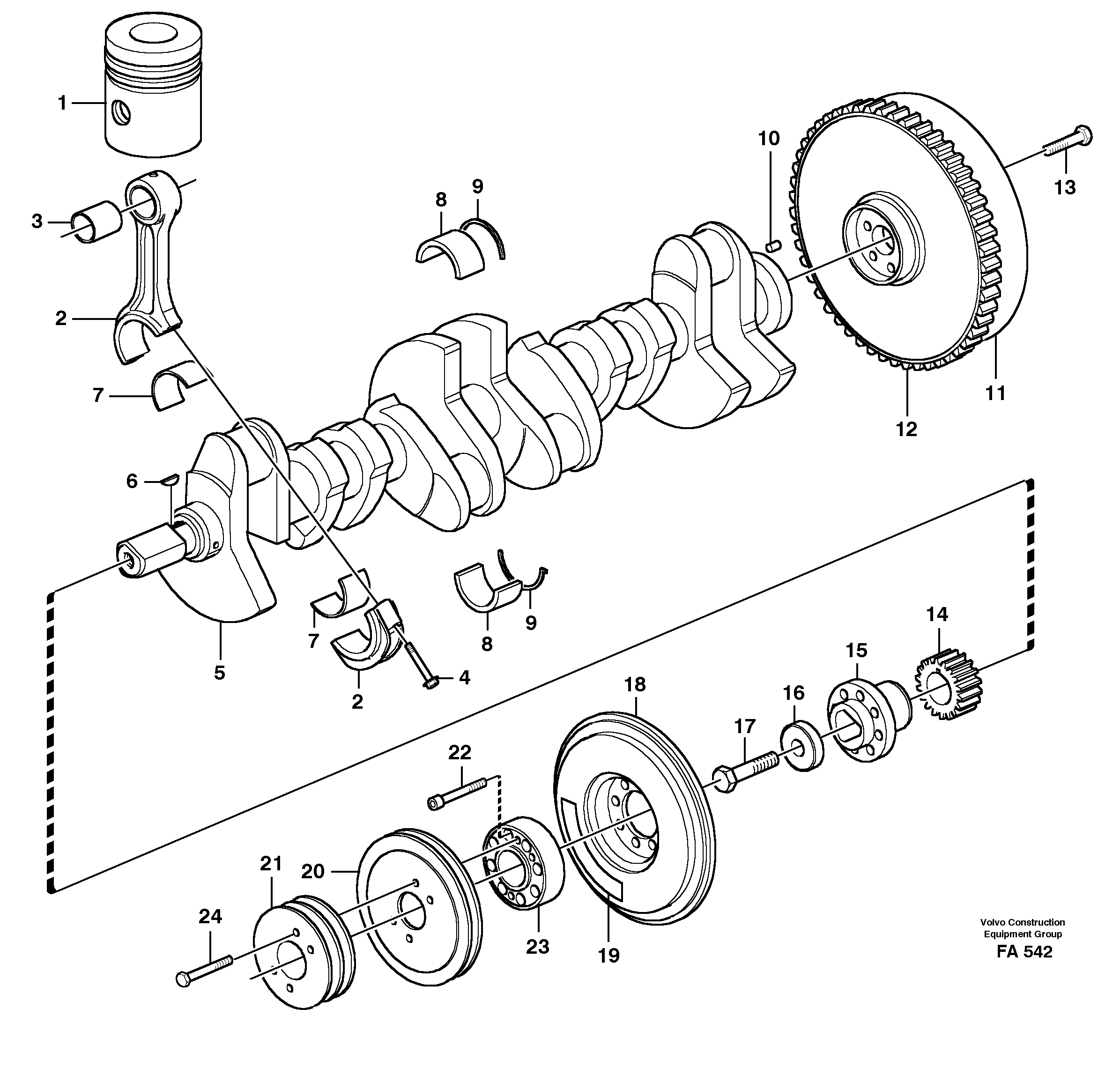 Crankshaft and related parts  TD 63 KIE — volvo parts diagram