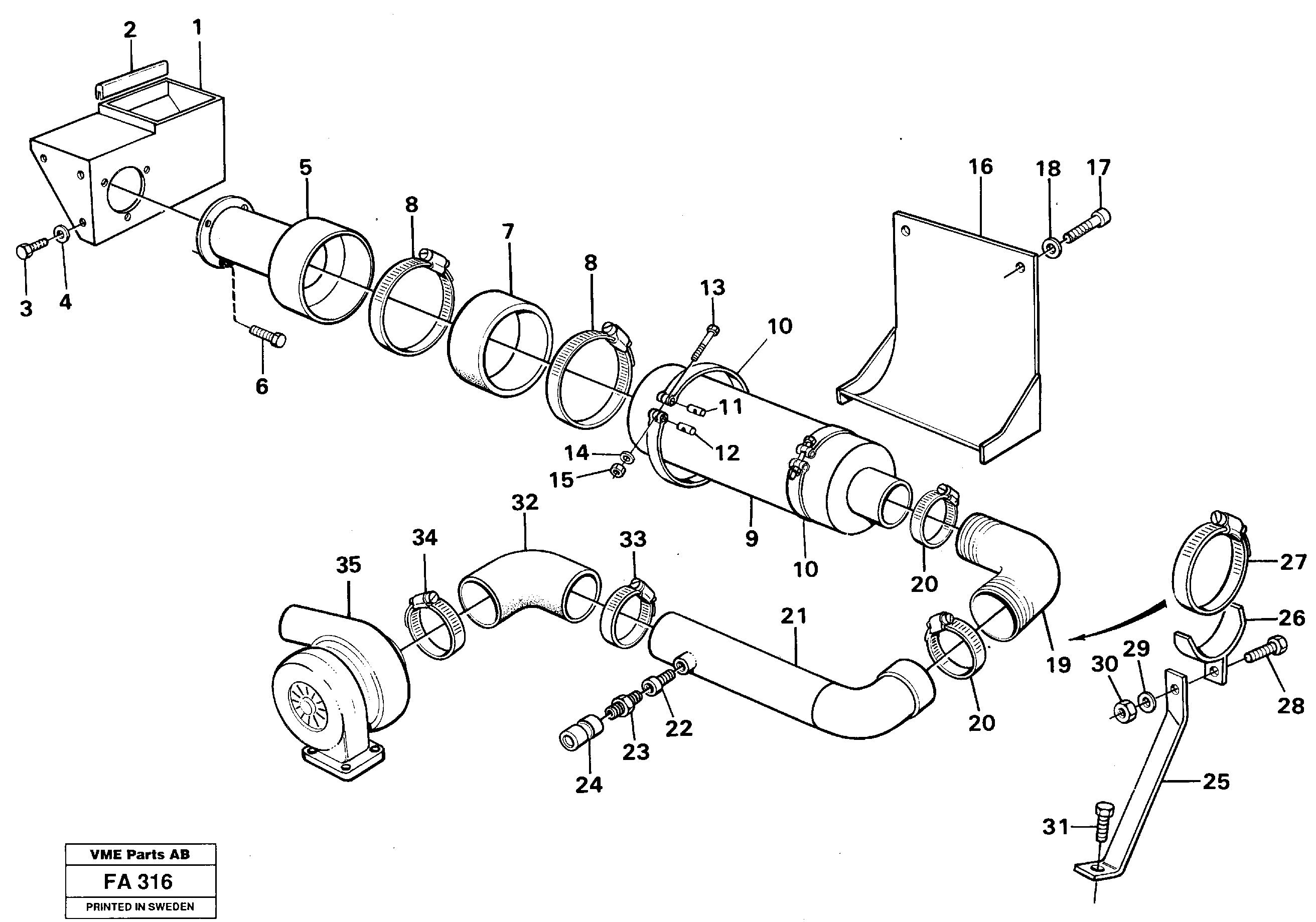 Inlet system  TD 61 GE — volvo parts diagram