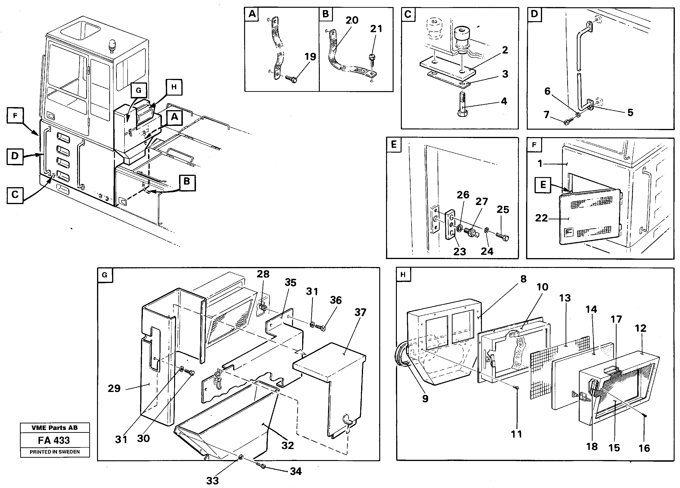 Cab elevation on superstructure, 1220 mm  14260597 — volvo parts diagram