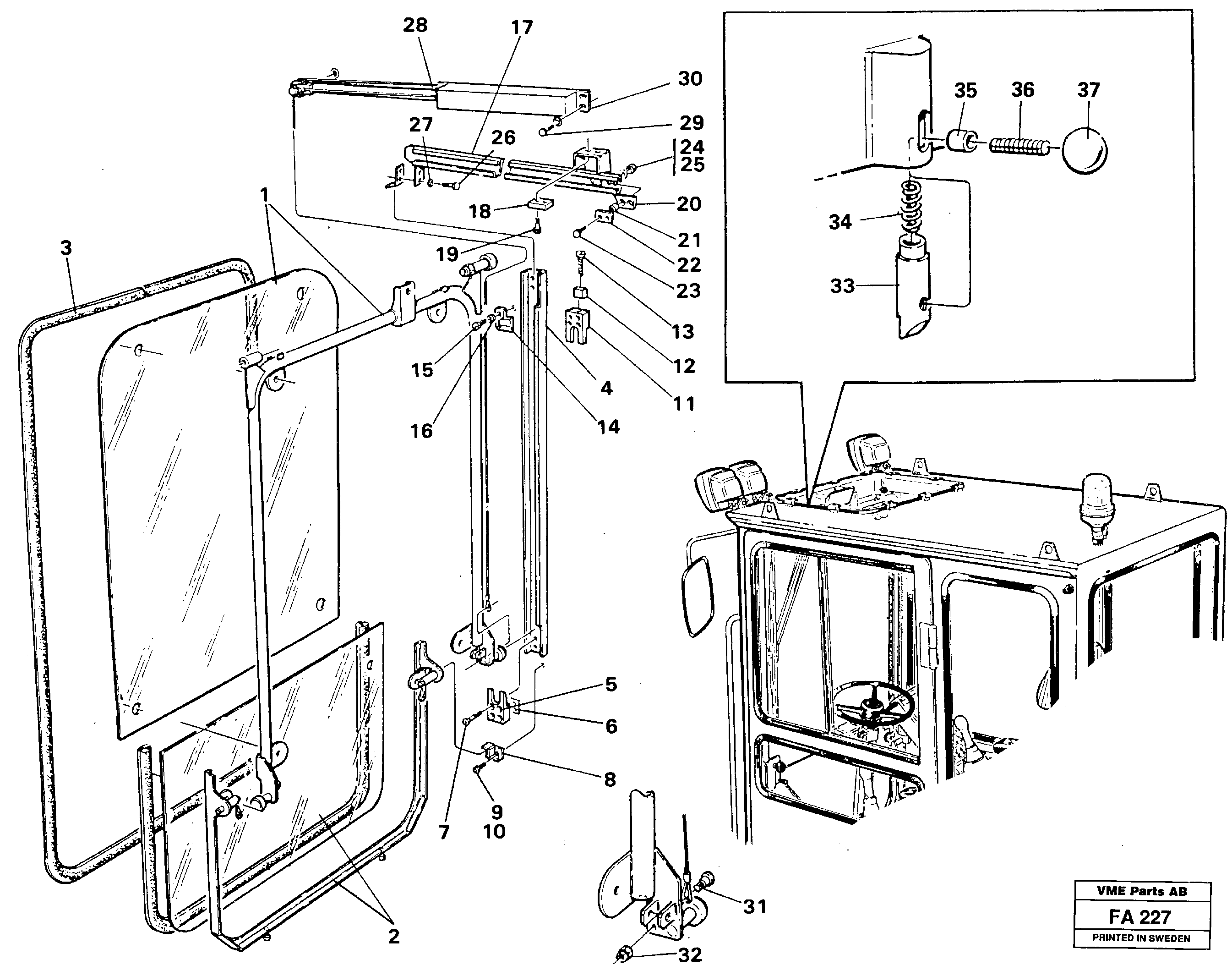 Front window Lifting device — volvo parts diagram