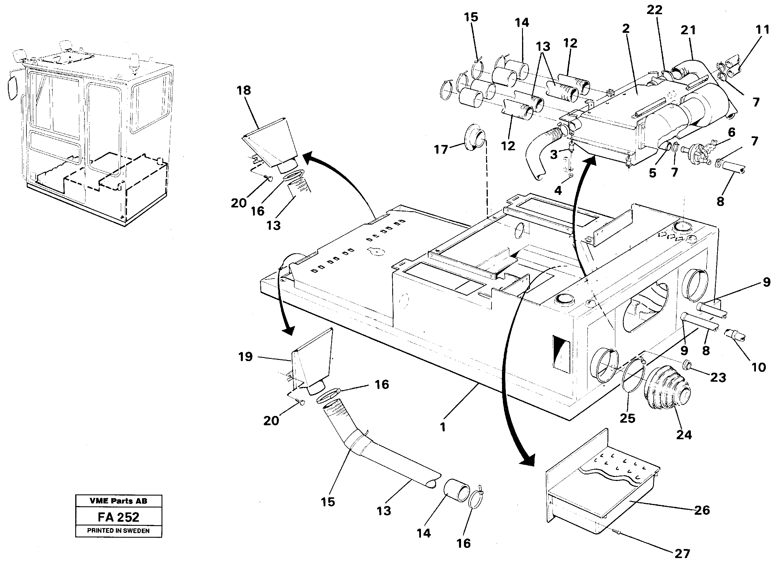 Radiator with fitting parts — volvo parts diagram