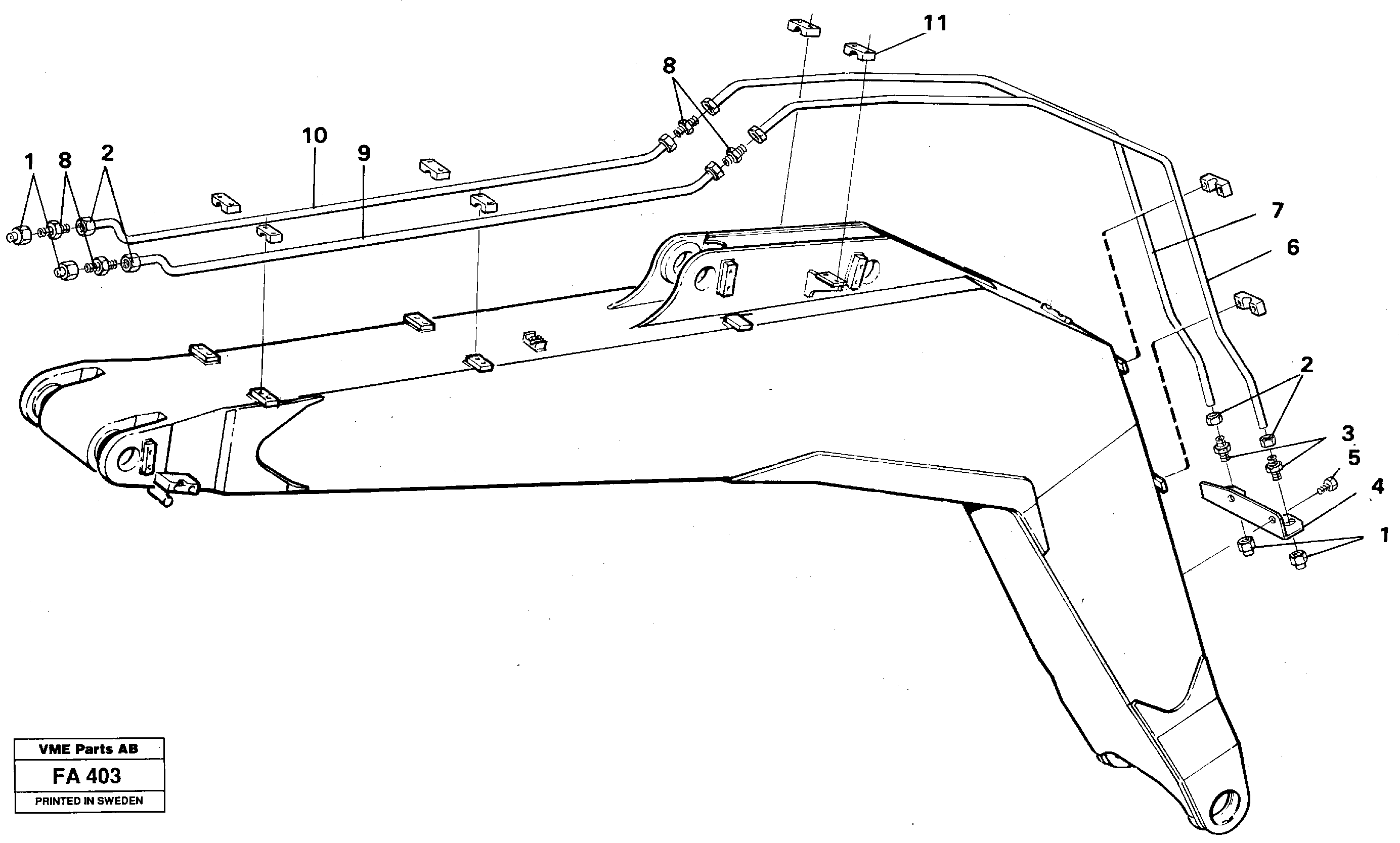 Slope bucket and grab equipment on boom, 5.20 mresp. 5.70 m  14255034   14260974 — volvo parts diagram