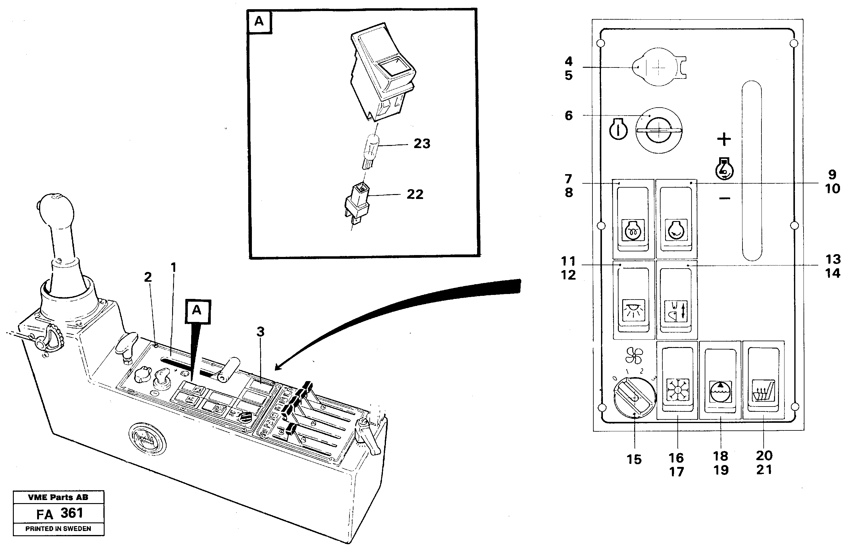 Engine control panel — volvo parts diagram