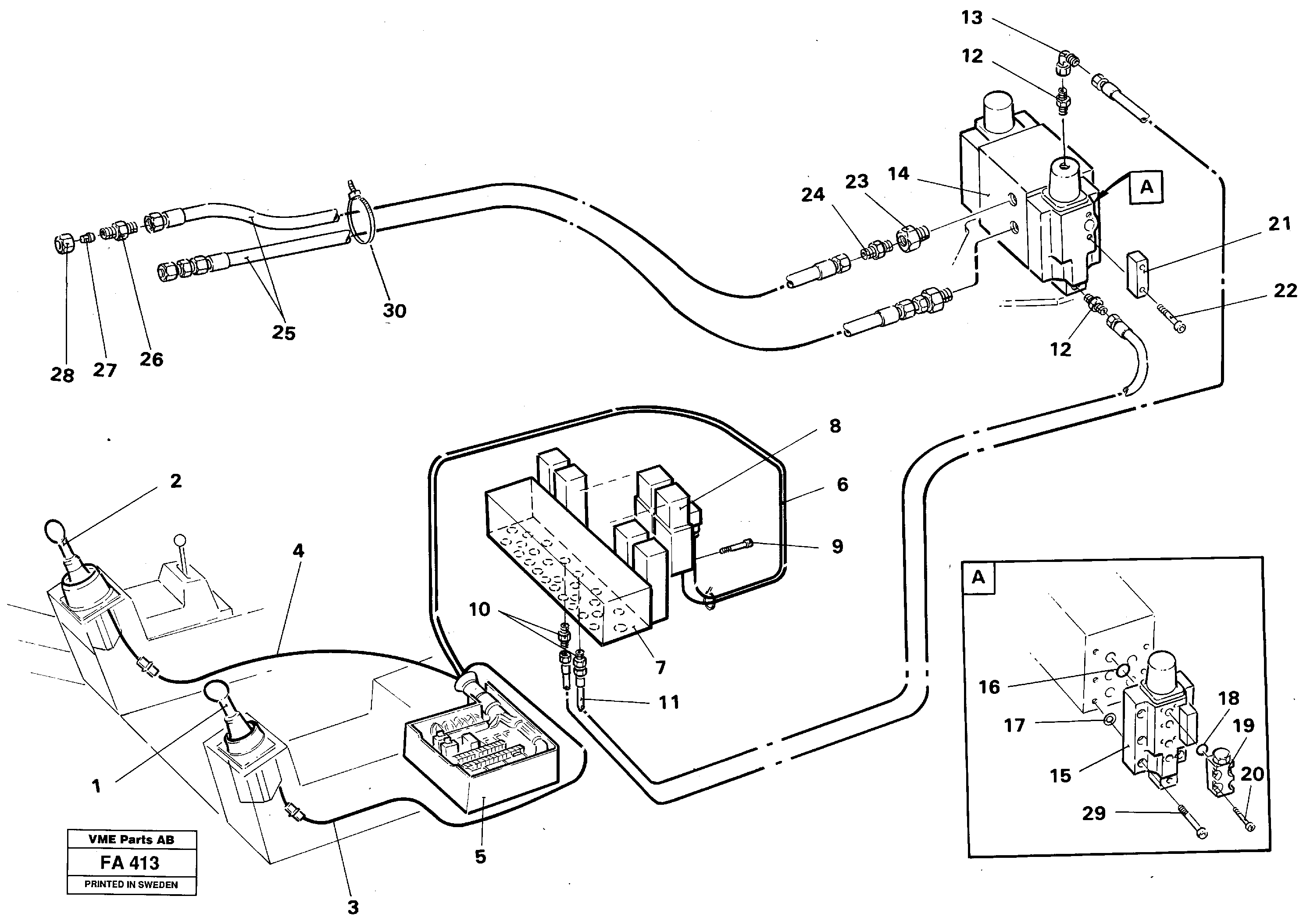 Button operated slope bucket/grab hydraulics onadj. boom.  14261297 — volvo parts diagram